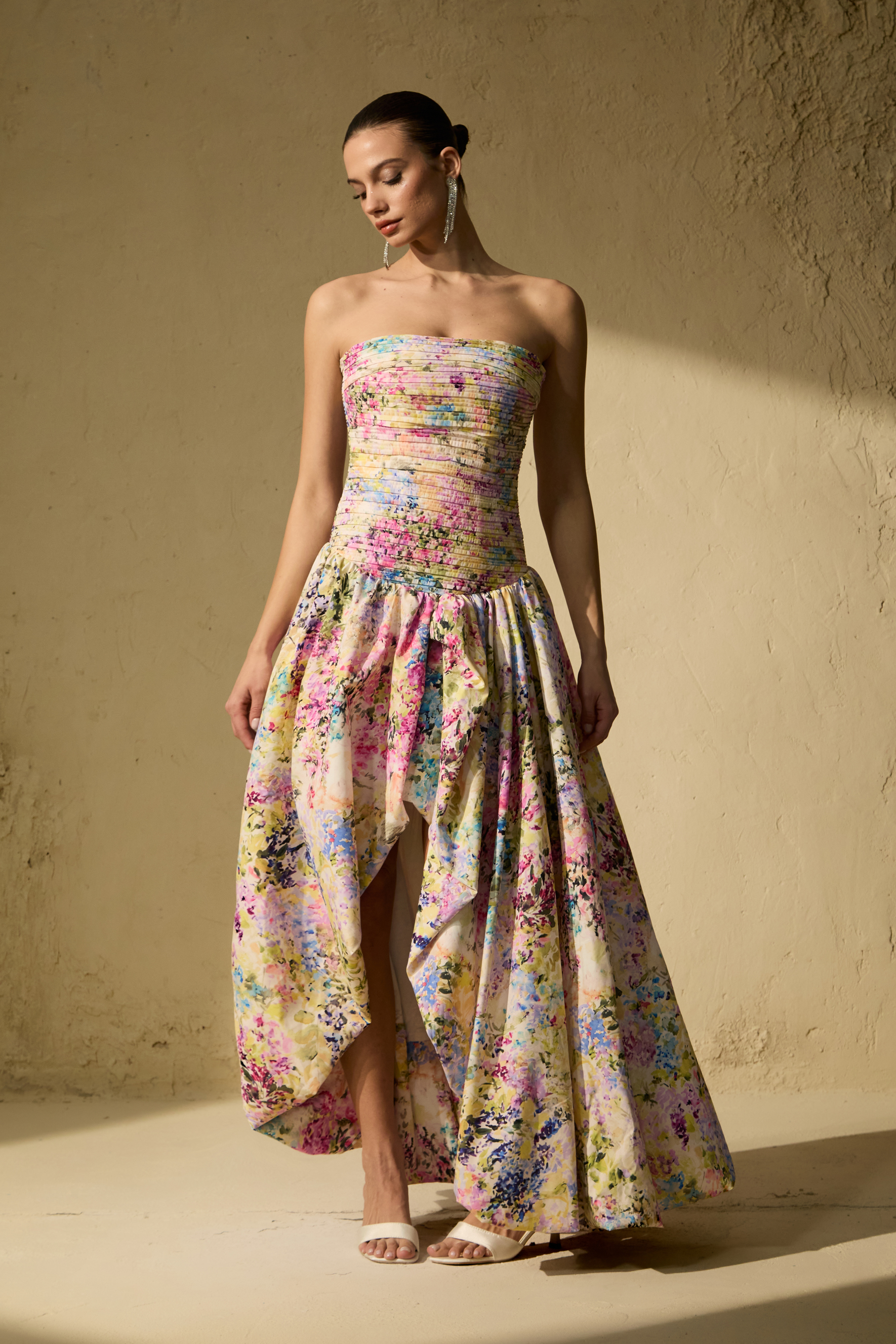 Belle Of The Hour Multi Floral Print Bubble Hem Maxi Dress-purelyfable