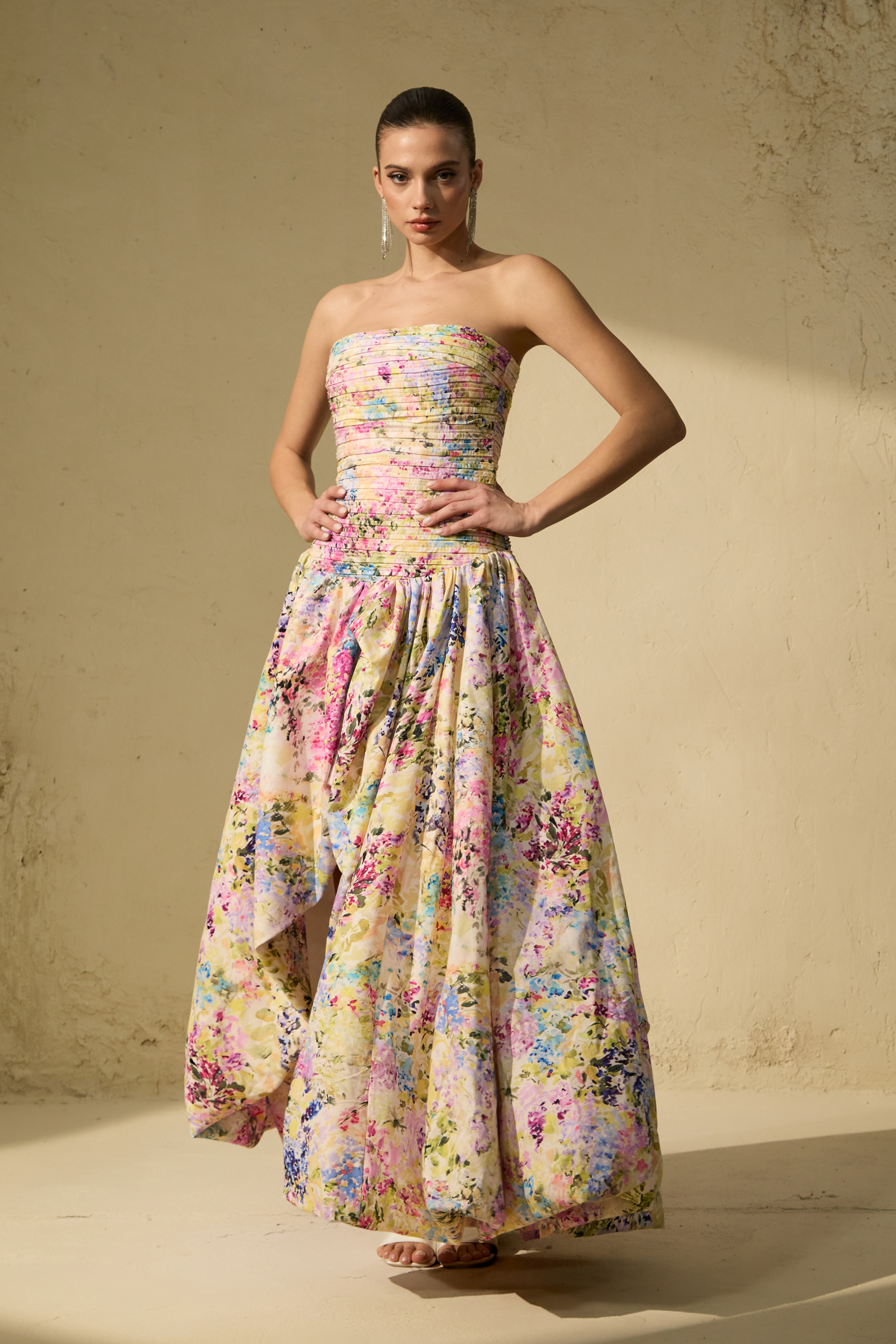 Belle Of The Hour Multi Floral Print Bubble Hem Maxi Dress-purelyfable