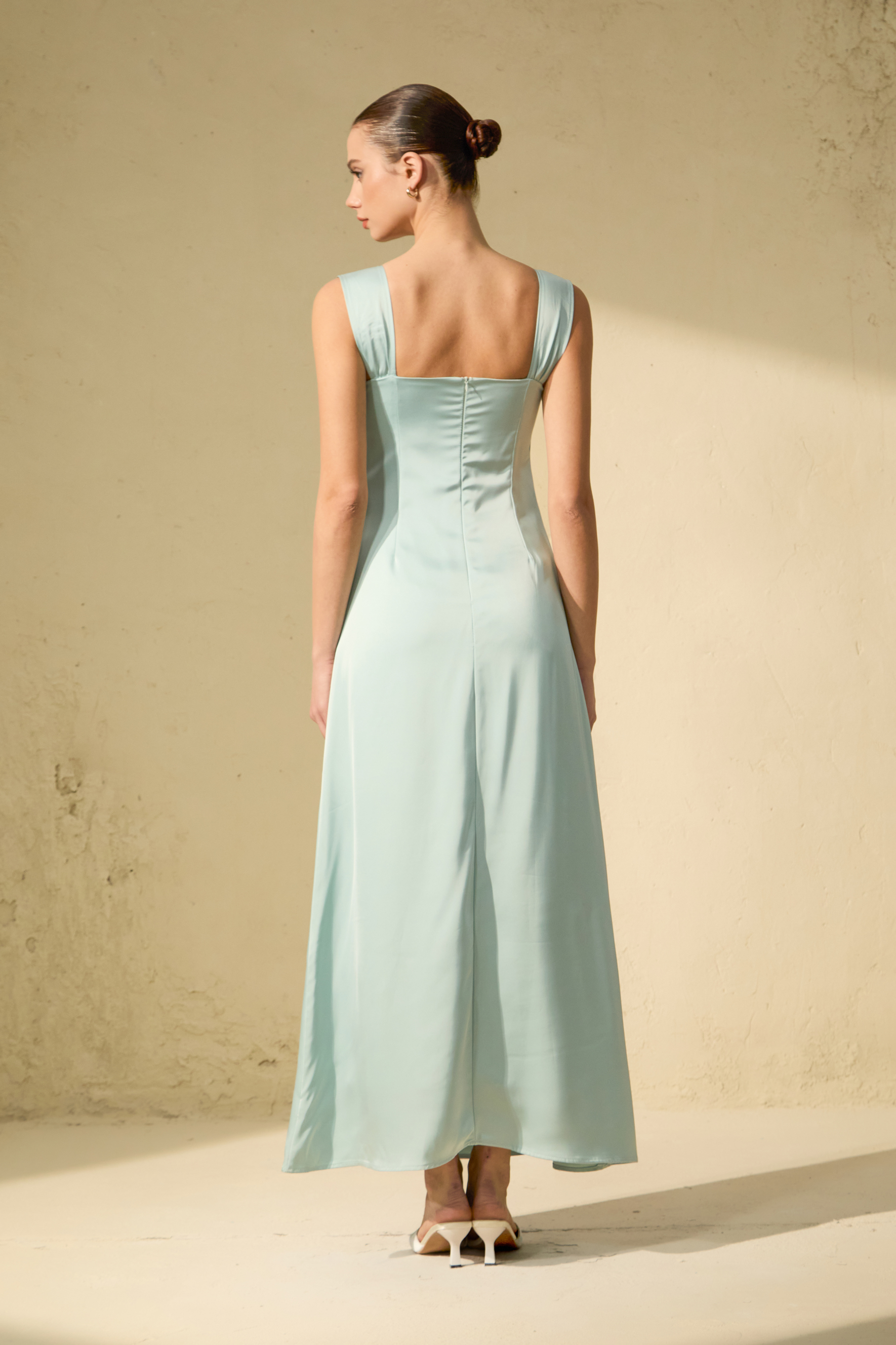 Alluring Image Blue Crystal Embellished Empire Maxi Dress-purelyfable