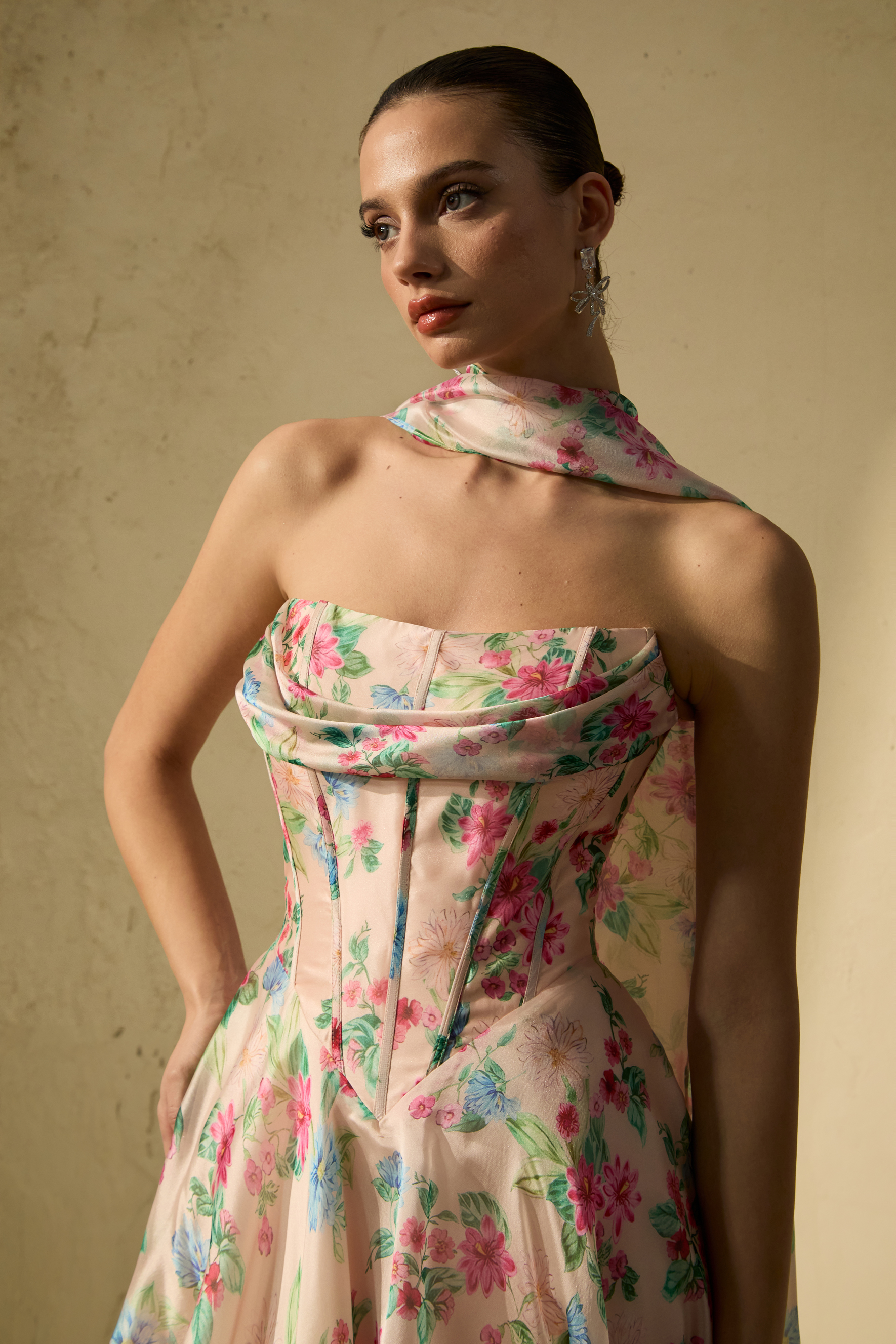 Most Beautiful Day Multi Floral Print Corset Maxi Dress-purelyfable