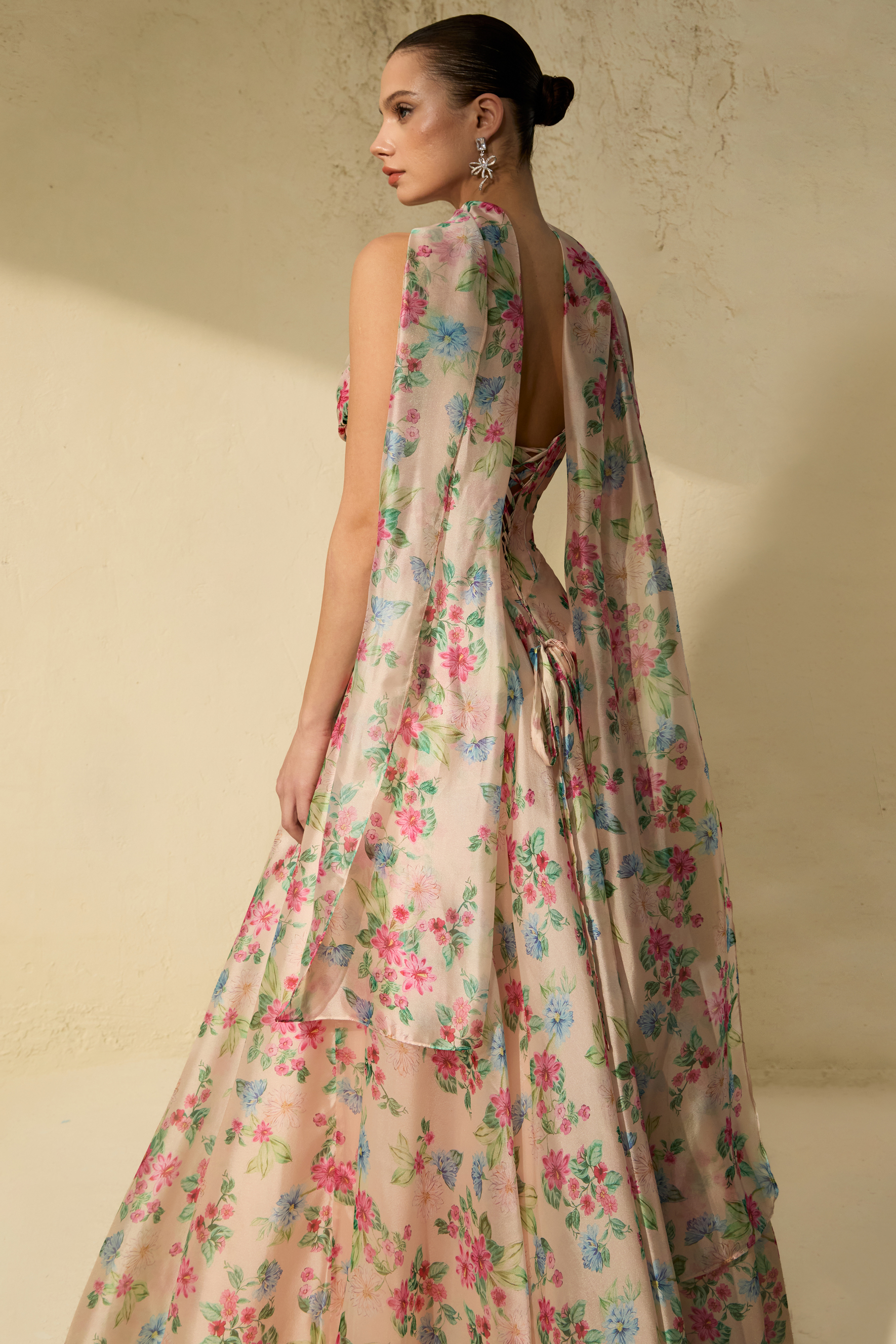 Most Beautiful Day Multi Floral Print Corset Maxi Dress-purelyfable
