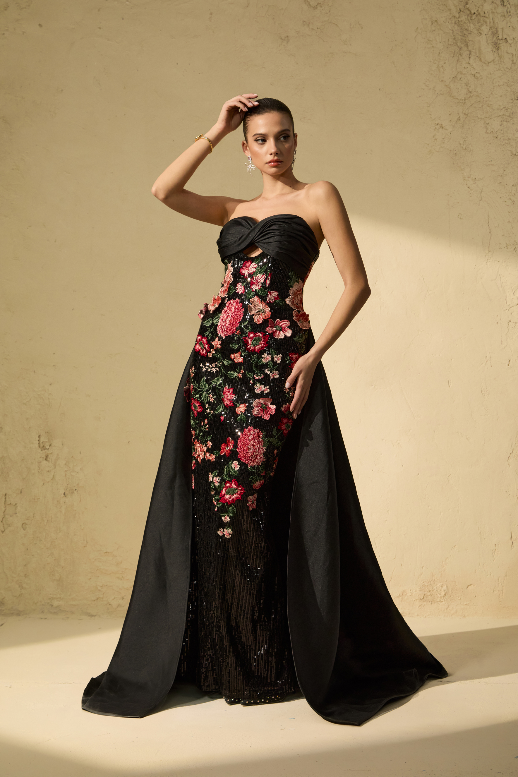 Flaunt It Gorgeous Black Floral Embroidered Cutout Maxi Dress-purelyfable