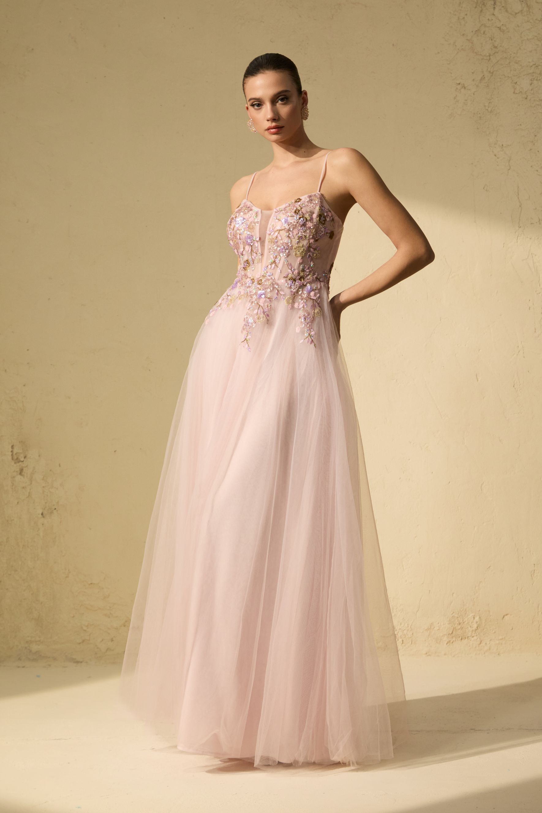 Limitless Adoration Pink Floral Embroidered Tulle Maxi Dress-purelyfable