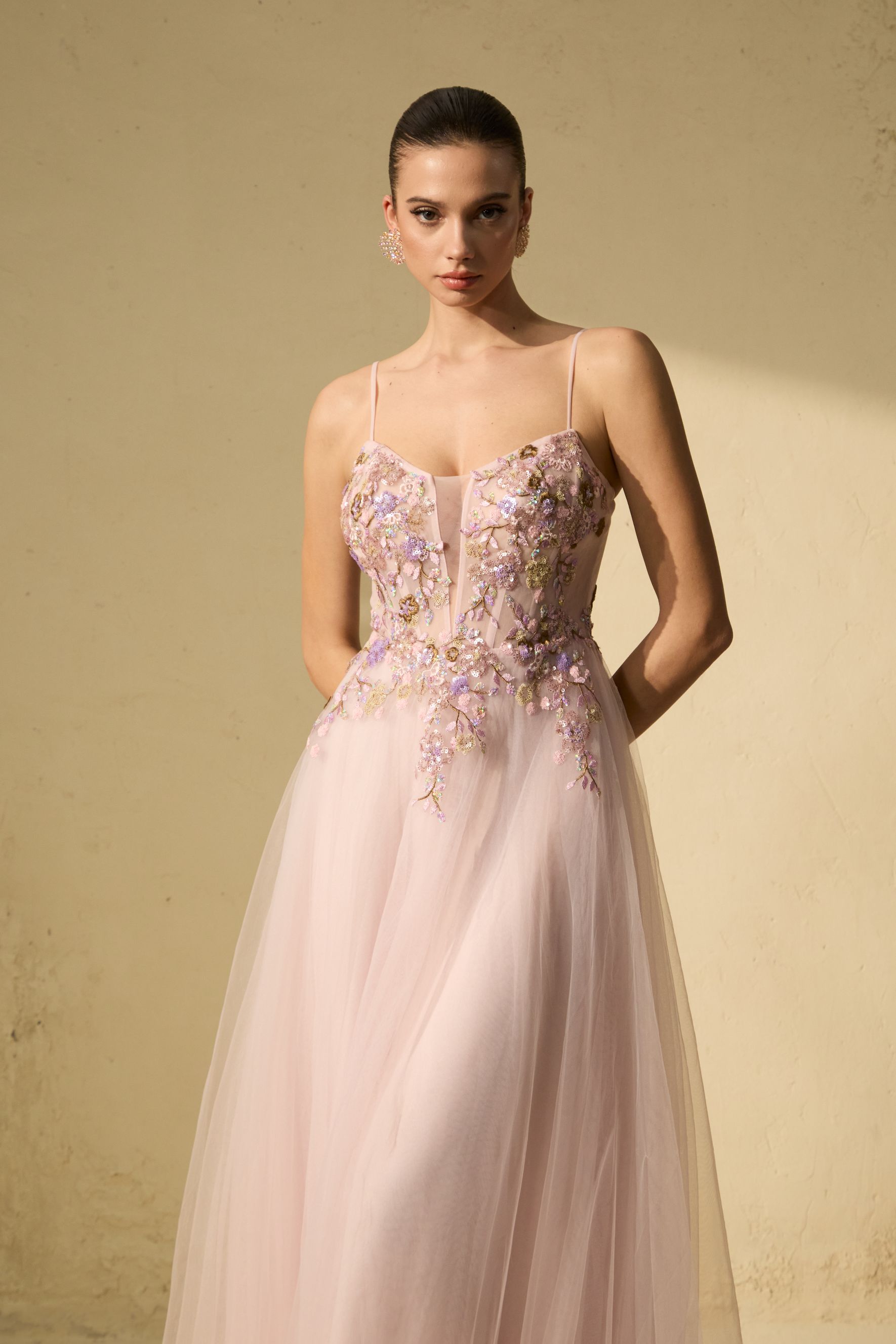 Limitless Adoration Pink Floral Embroidered Tulle Maxi Dress-purelyfable