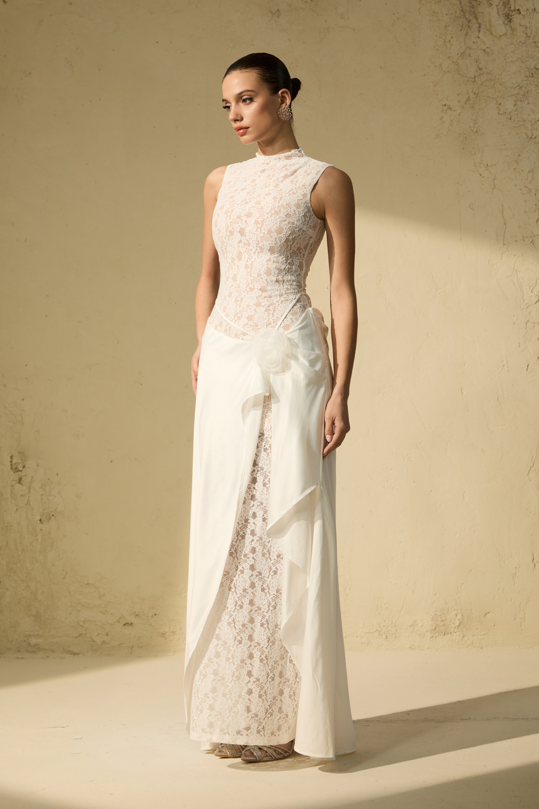Unforgettable Night White Floral Lace Sleeveless Maxi Dress-purelyfable