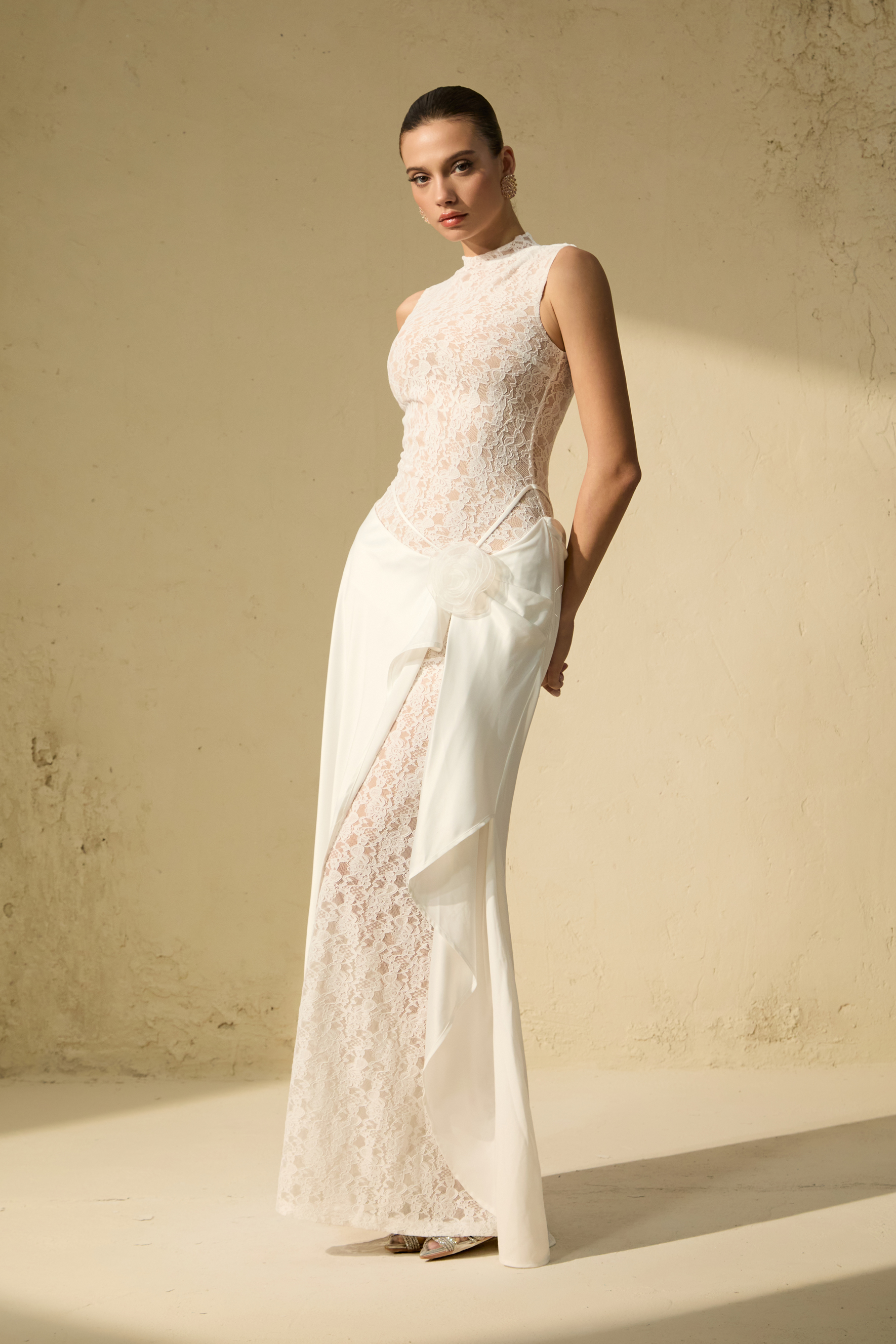 Unforgettable Night White Floral Lace Sleeveless Maxi Dress-purelyfable