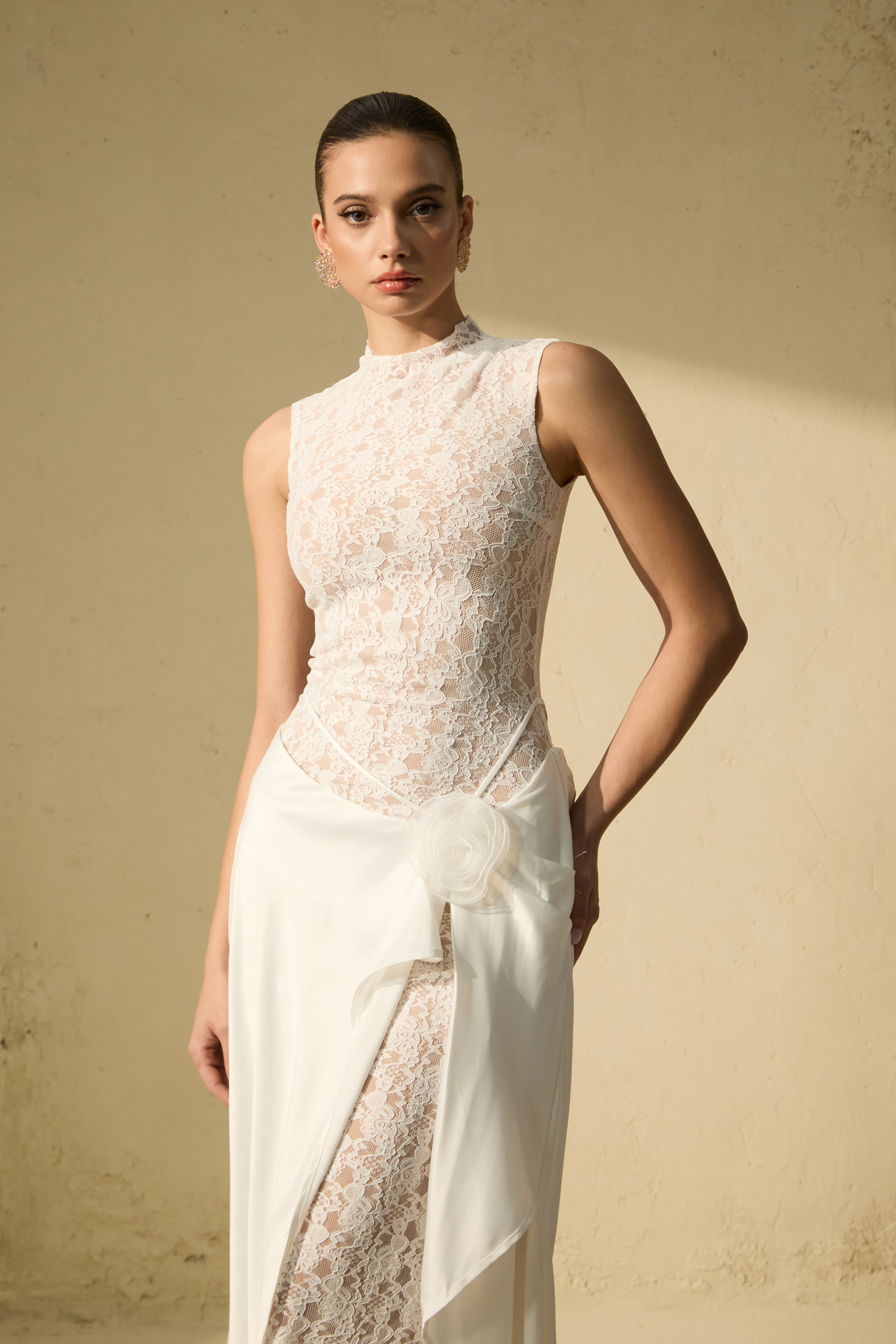 Unforgettable Night White Floral Lace Sleeveless Maxi Dress-purelyfable