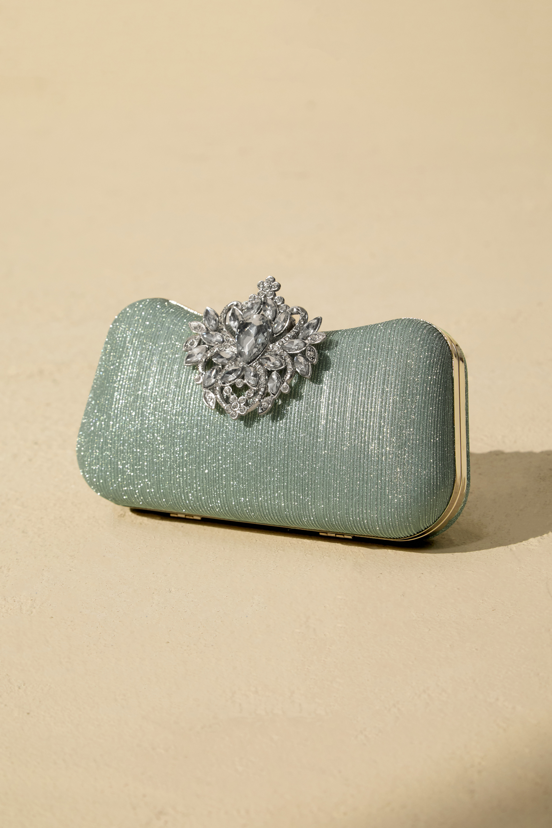 Rhinestone Clasp Evening Clutch Bag-purelyfable