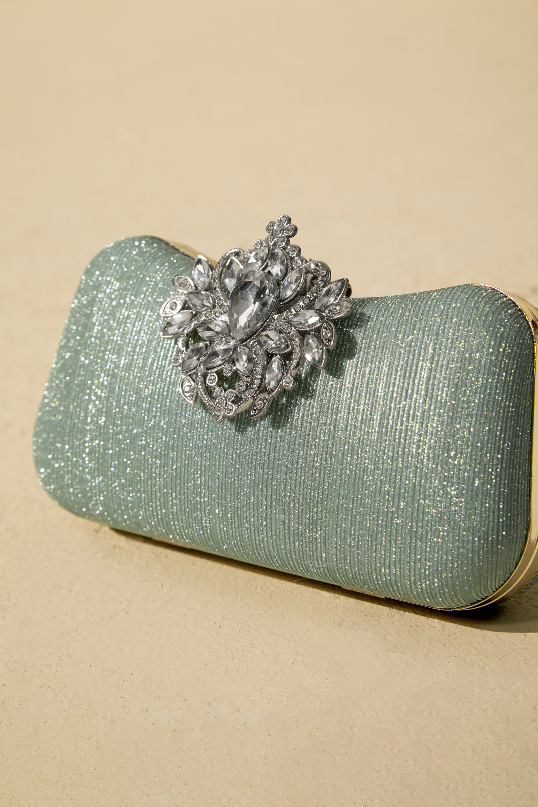 Rhinestone Clasp Evening Clutch Bag-purelyfable