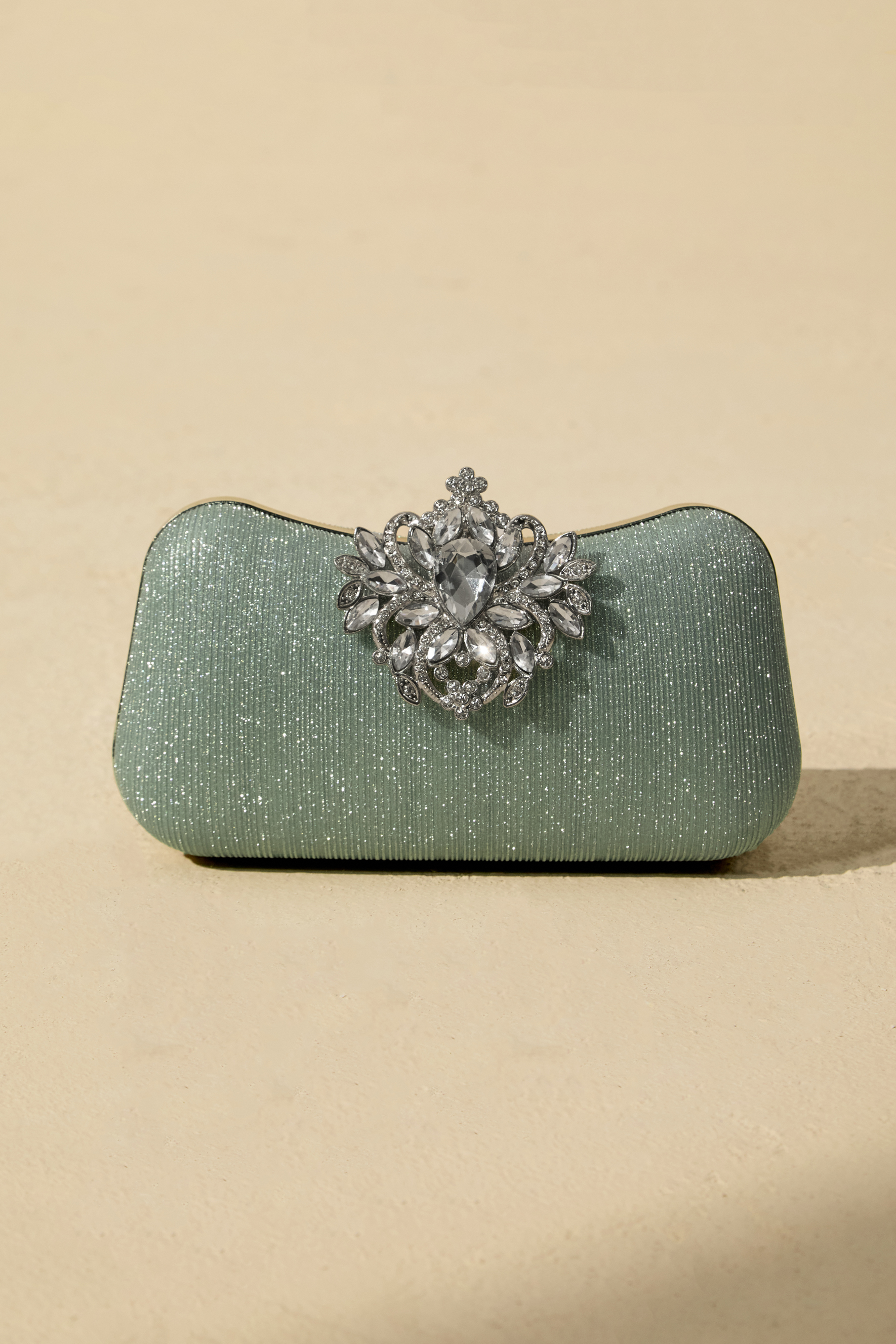 Rhinestone Clasp Evening Clutch Bag-purelyfable