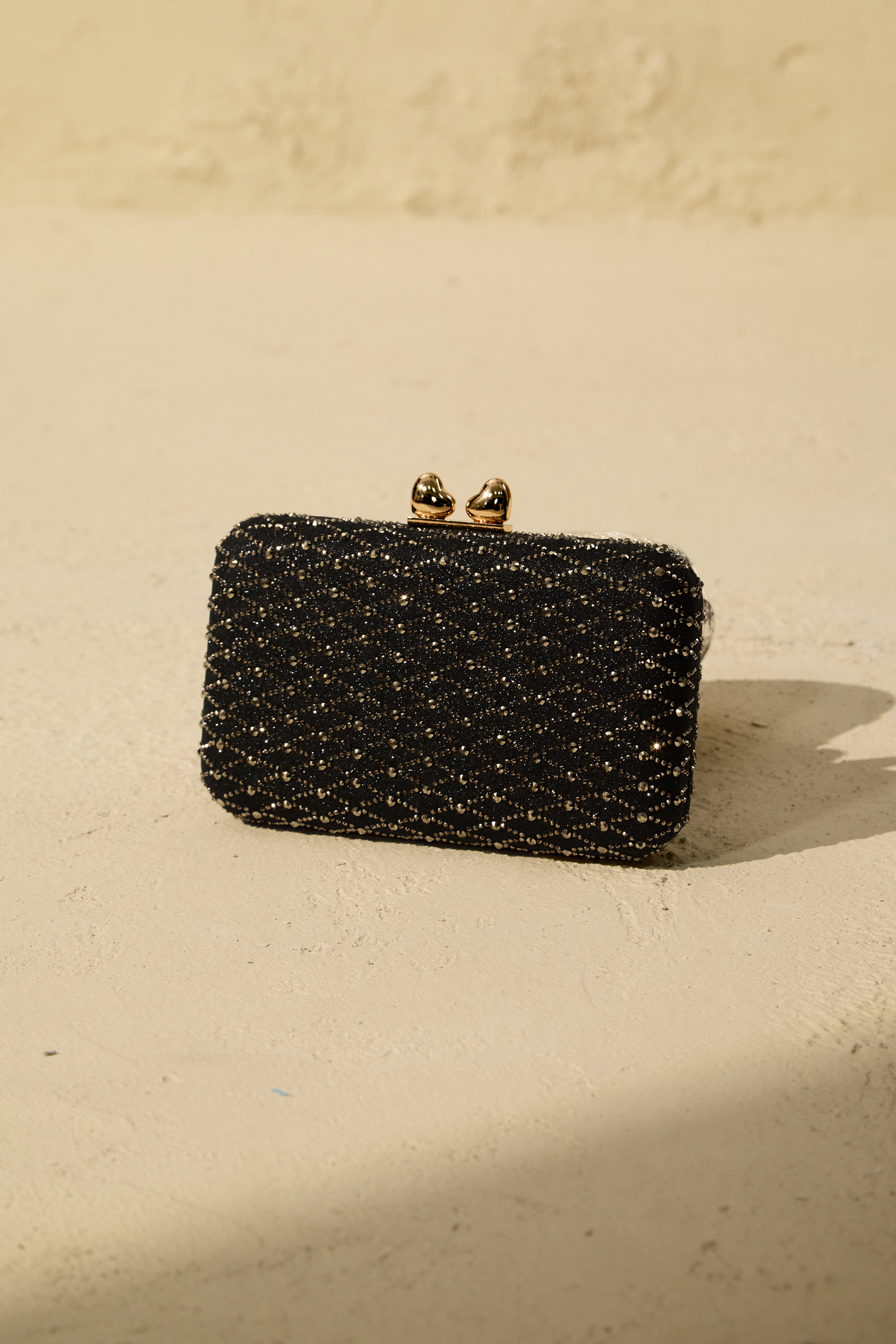Diamond Embellished Box Clutch-purelyfable