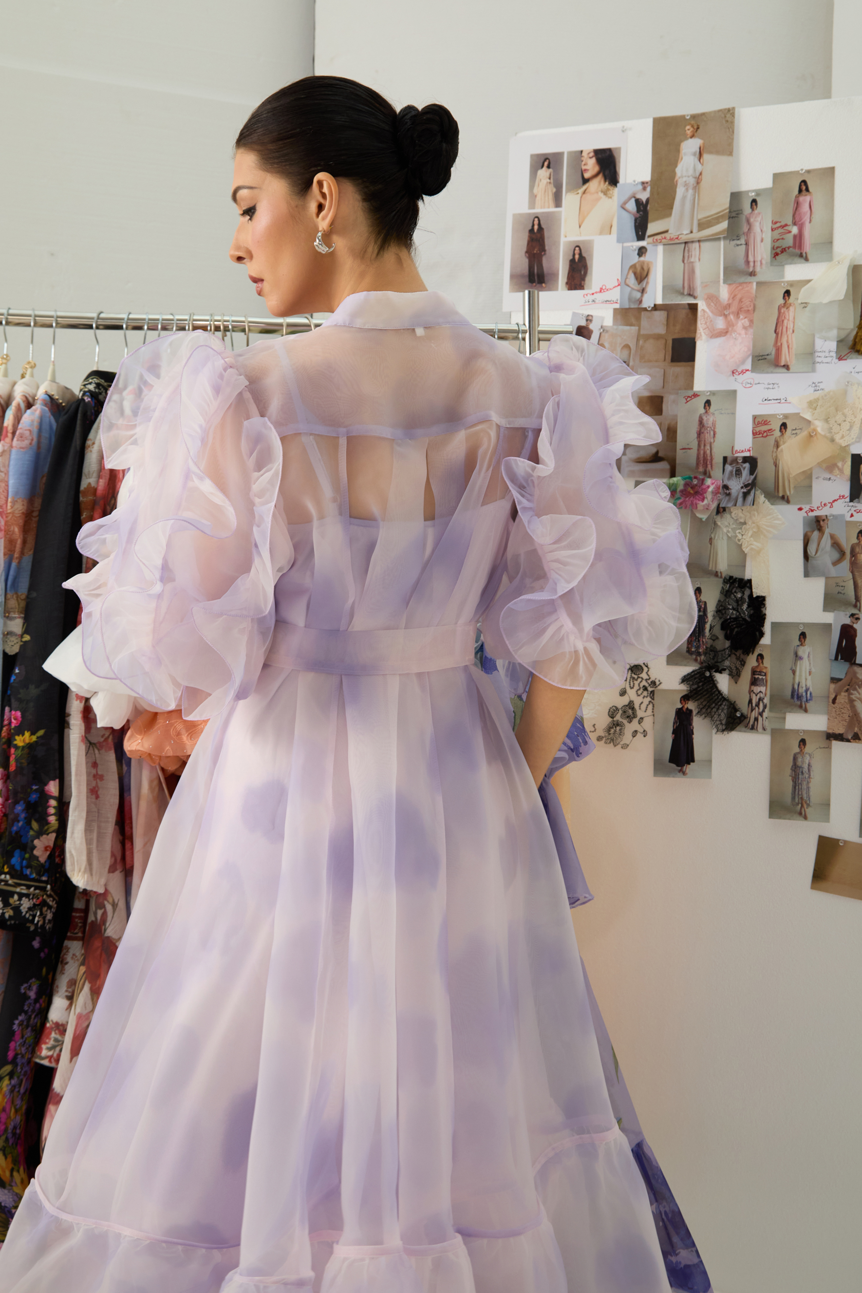 Dream Kiss Purple Puff Sleeve Ruffle Maxi Dress-purelyfable