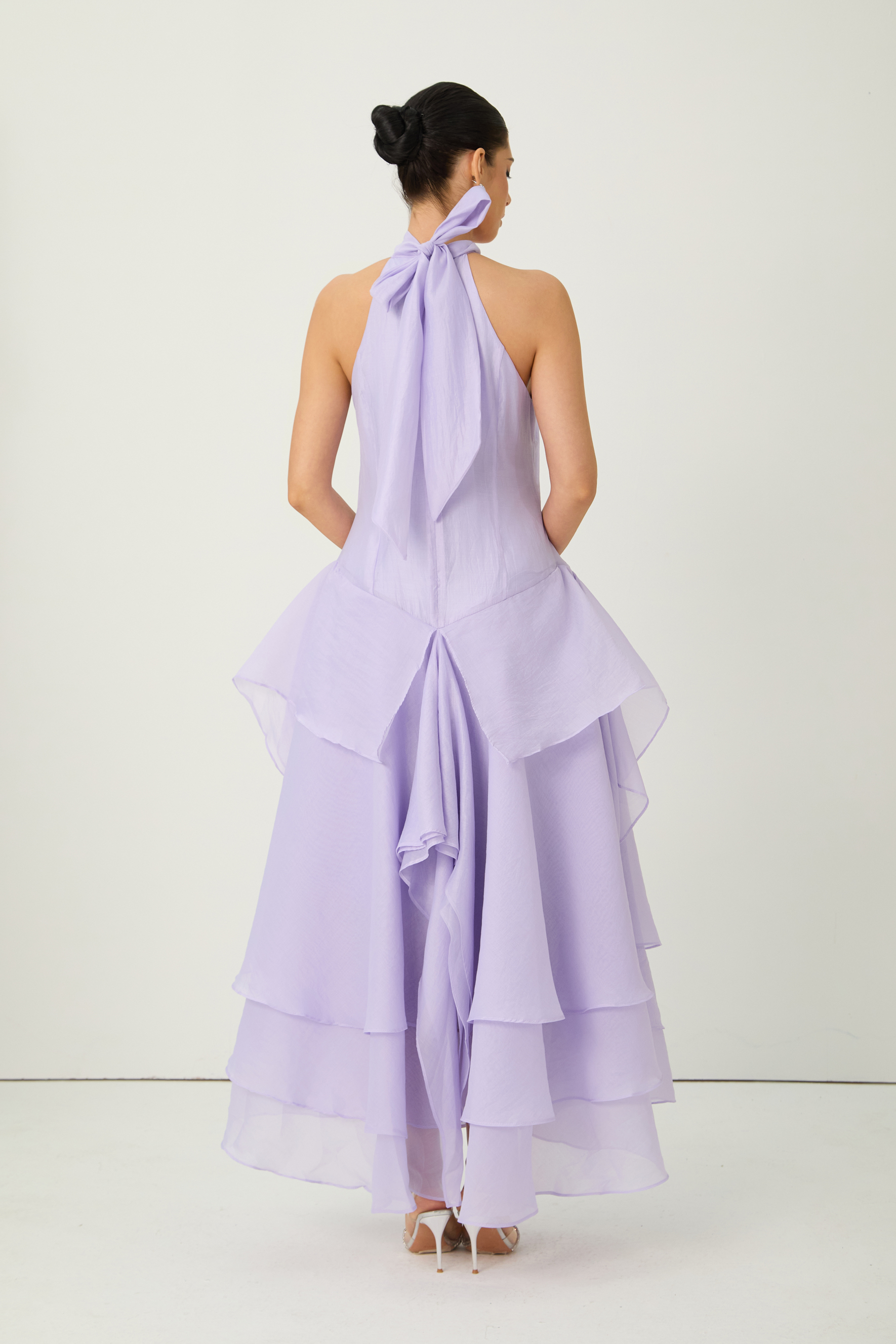Always Turning Heads Purple Halter Neck Tiered Ruffle Maxi Dress-purelyfable