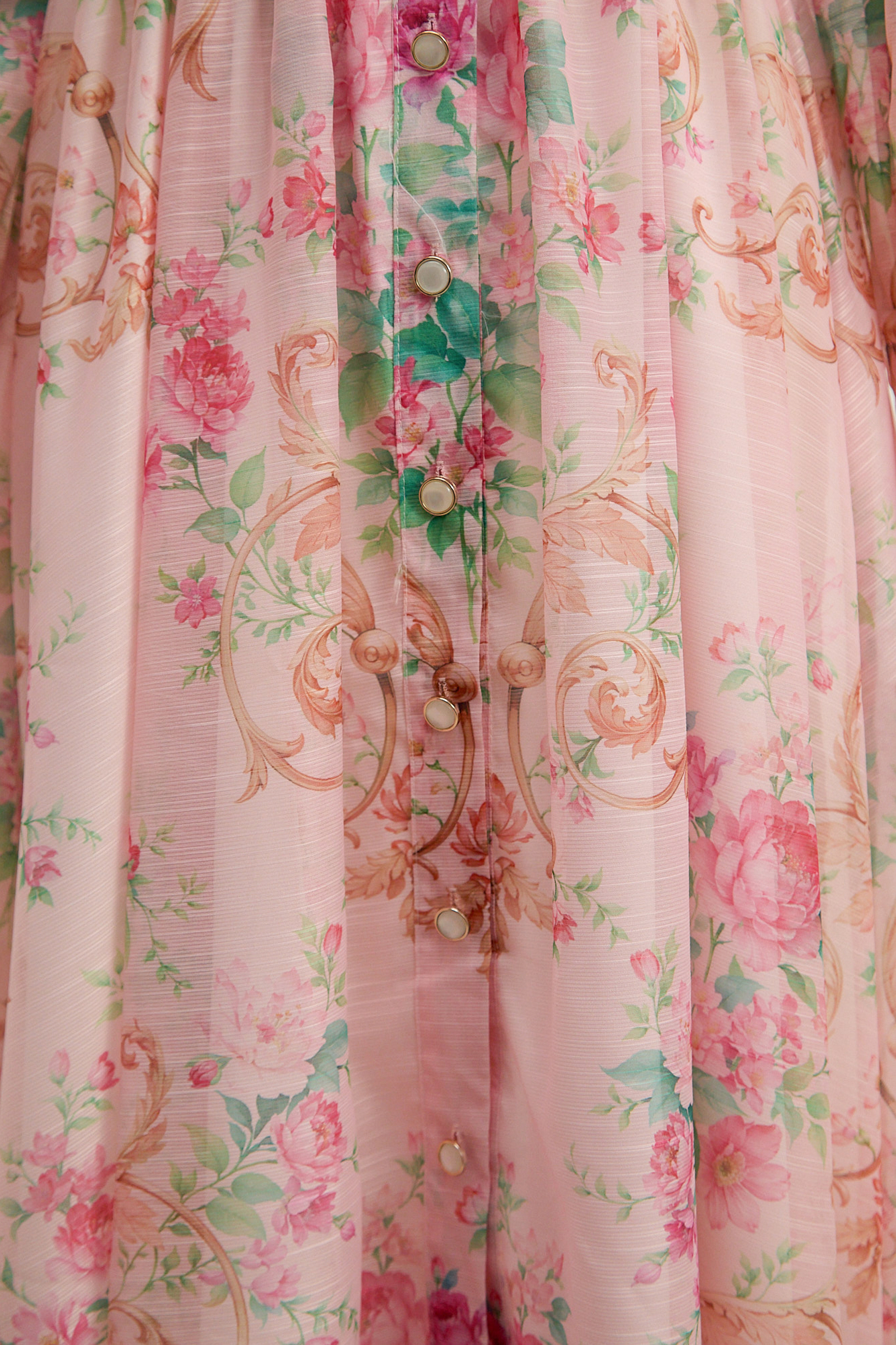Vivid Daydream Pink Floral Print Rhinestone Belt Maxi Dress-purelyfable
