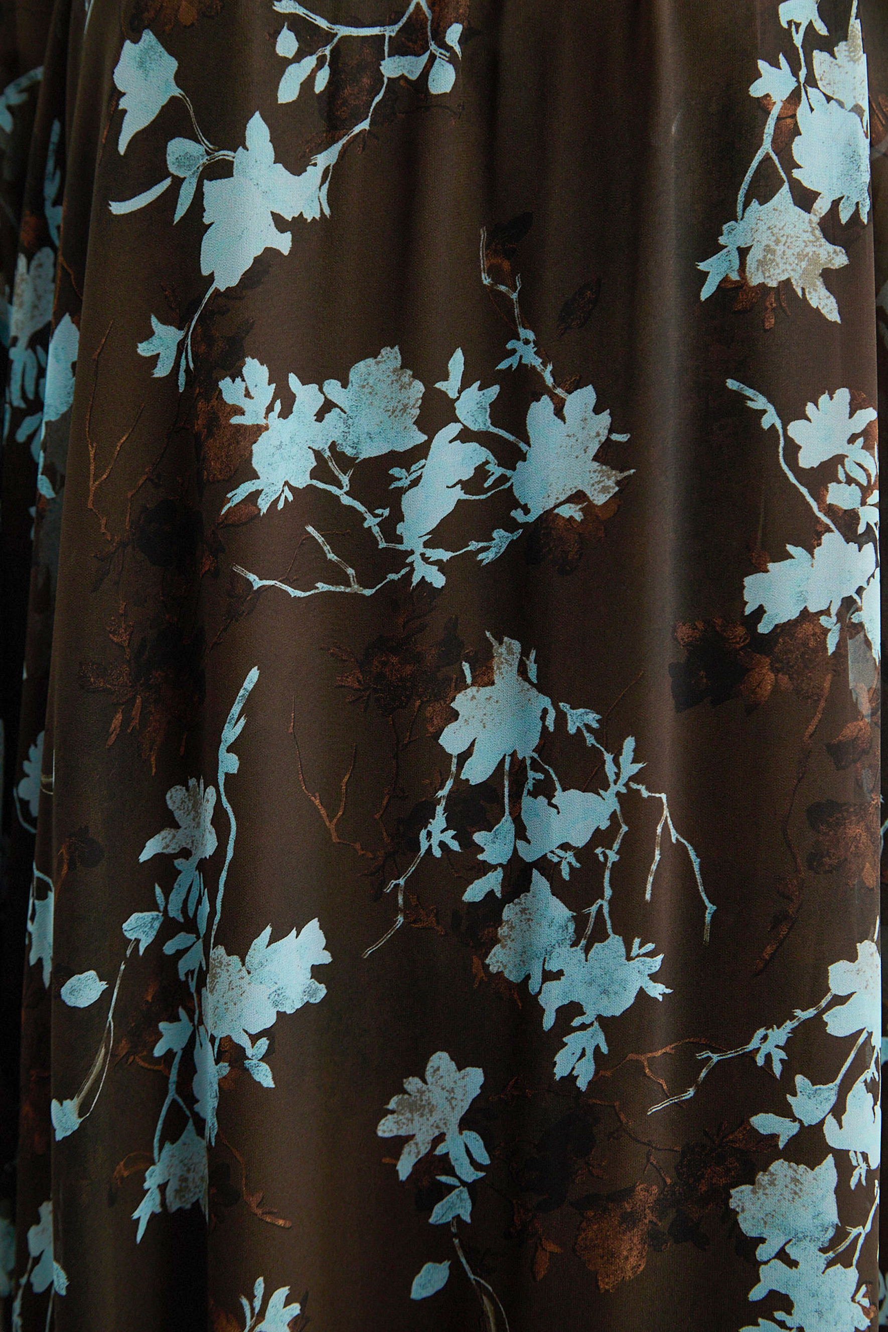 Your Own Muse Dark Brown Floral Print Sheer Sleeve Maxi Dress-purelyfable