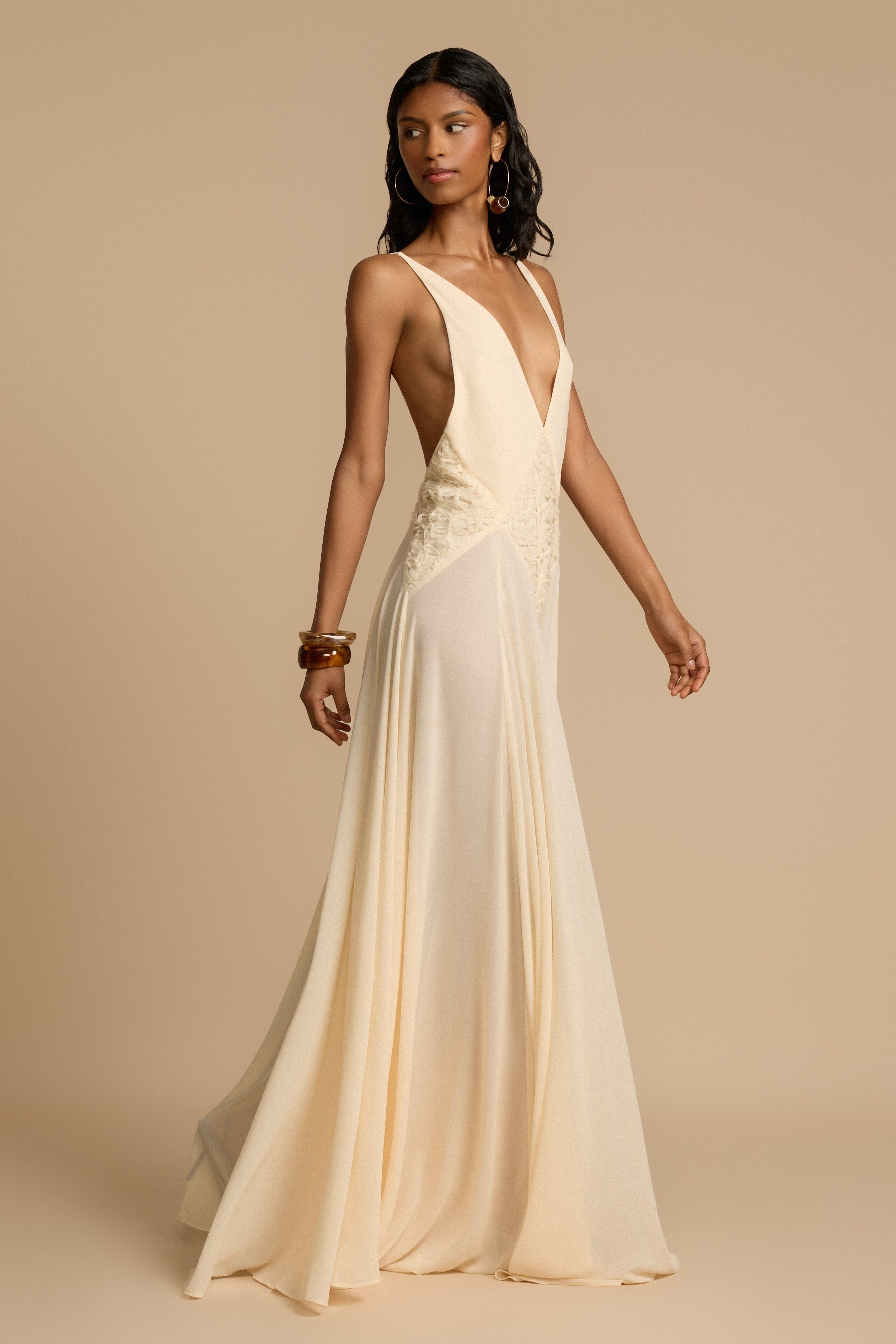 Cecilia Plunge Neck Chiffon Maxi Dress-purelyfable