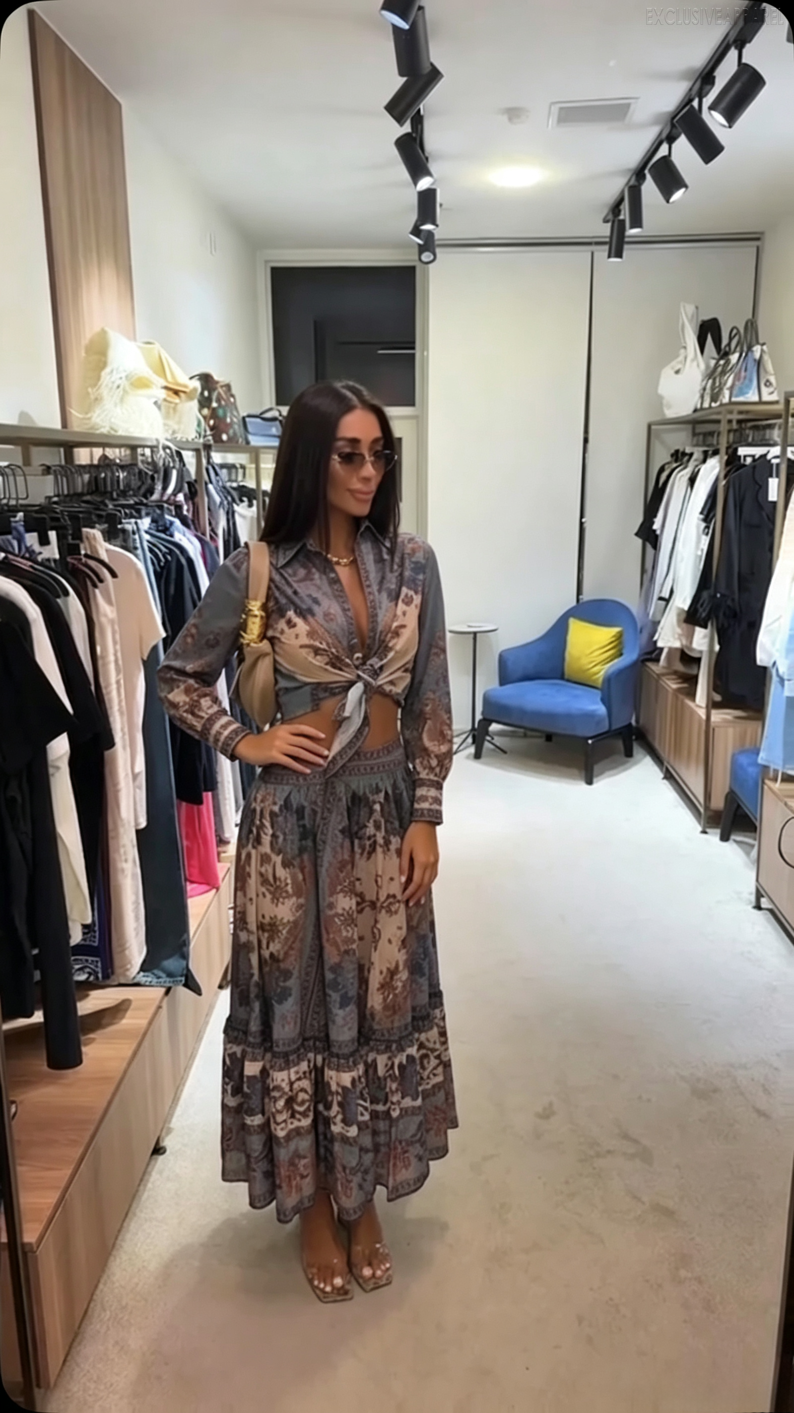Zuri Multi-color Printed Layered Long Dress Set