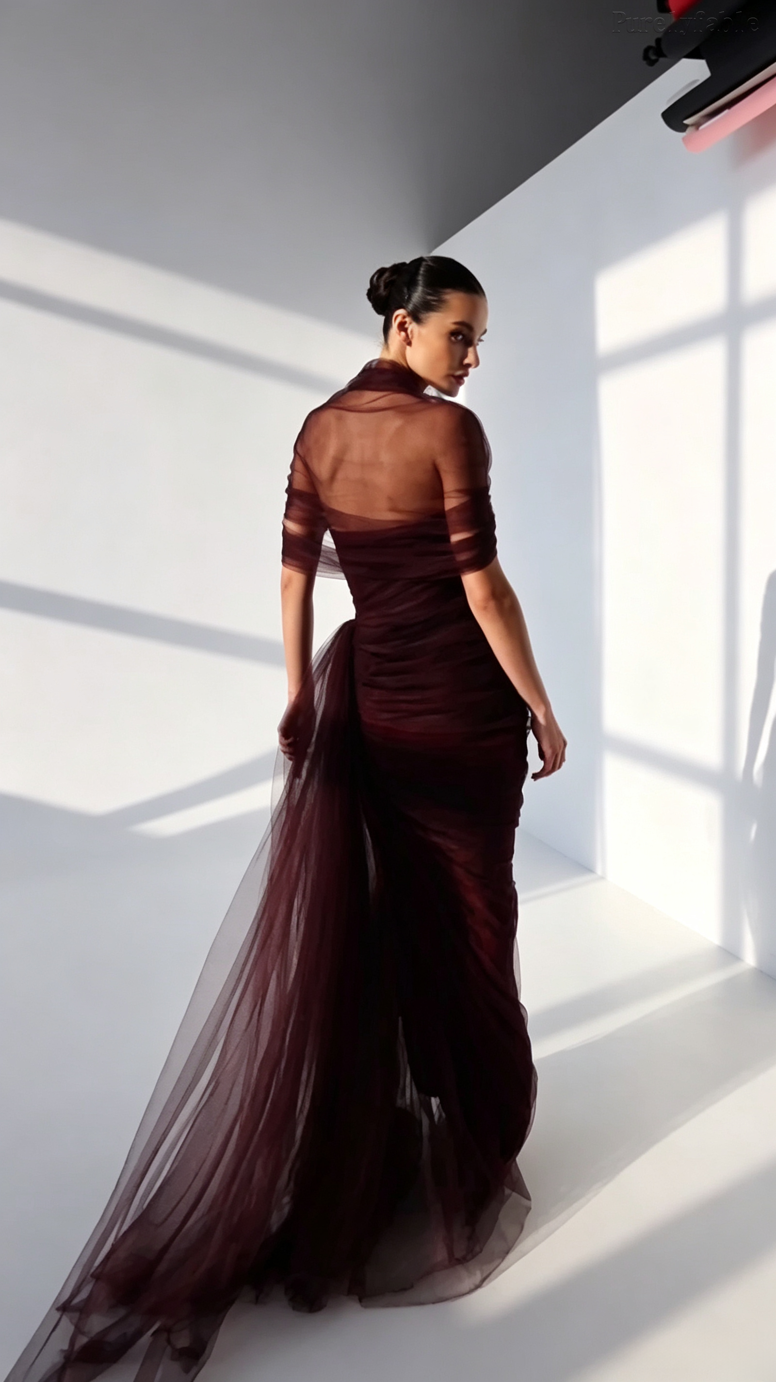 Zephyra Brown Sleeveless Mesh Long Dress