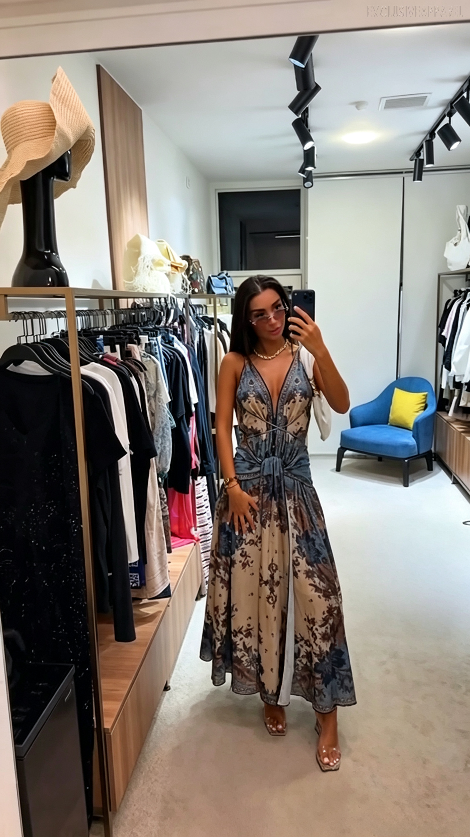 Annika Multi-color Striped Strapless Deep-V Long Dress