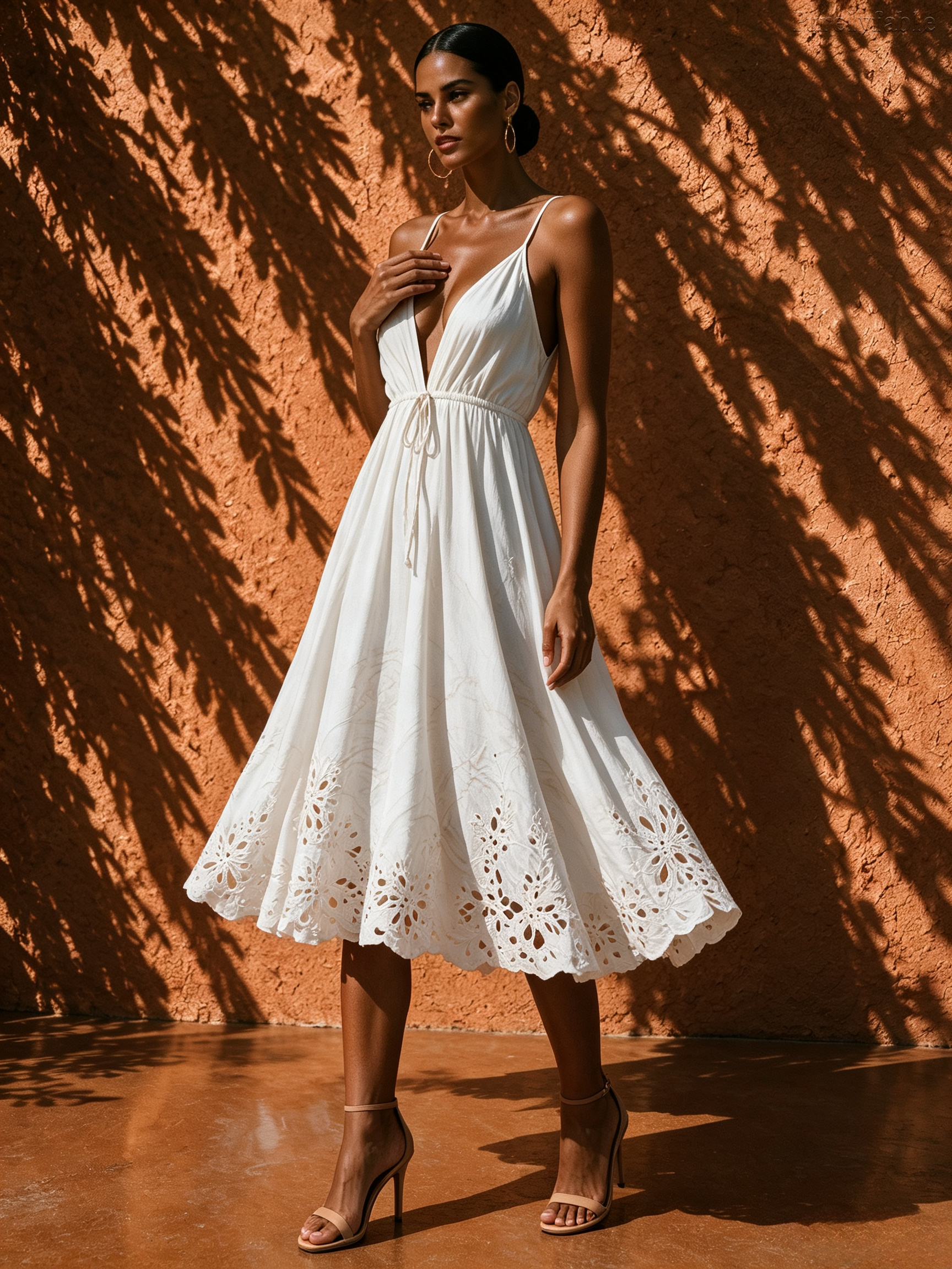 Elysia White Camisole Midi Dress