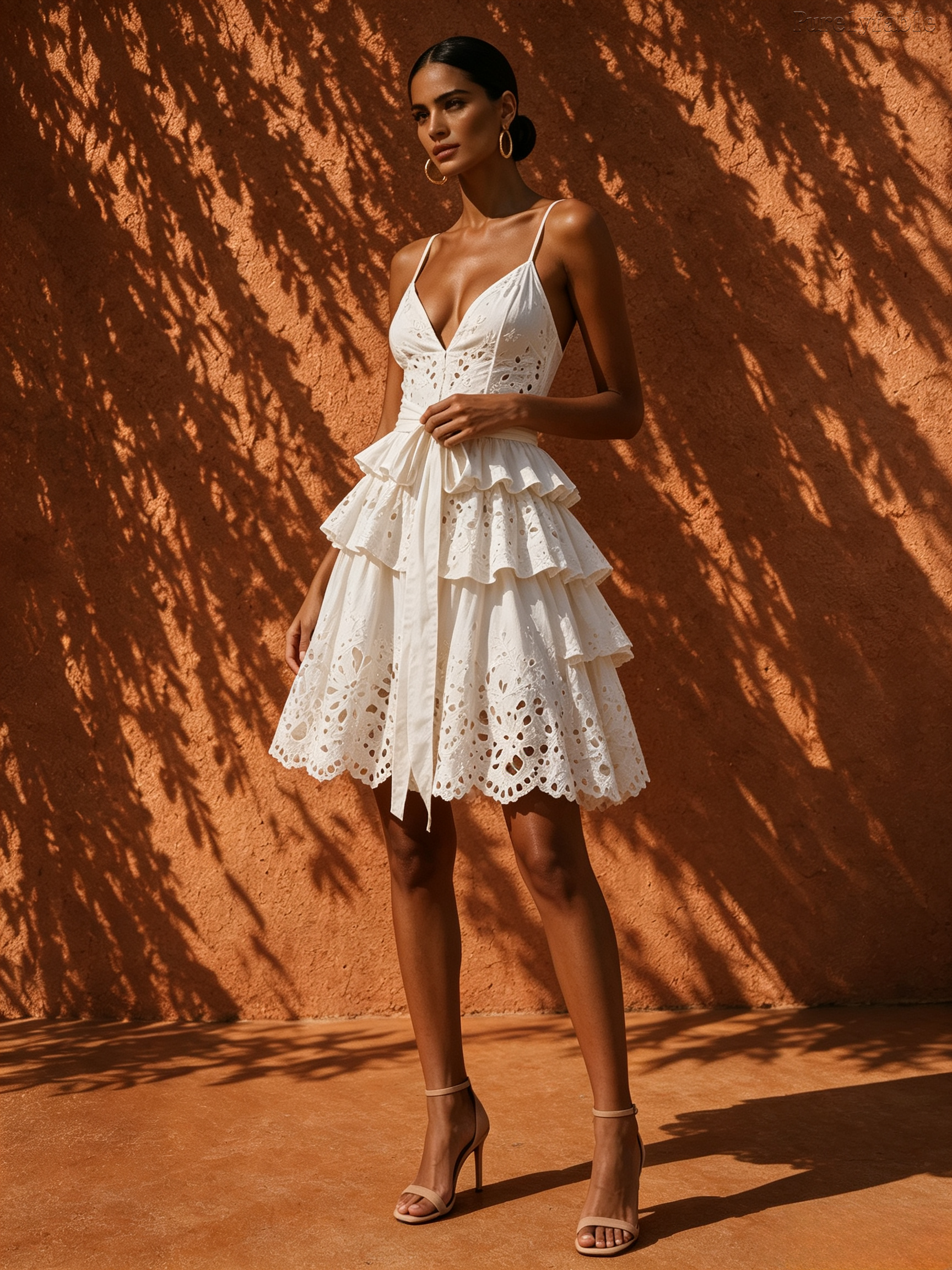Elysia White Deep V Cut-Out Strap Dress