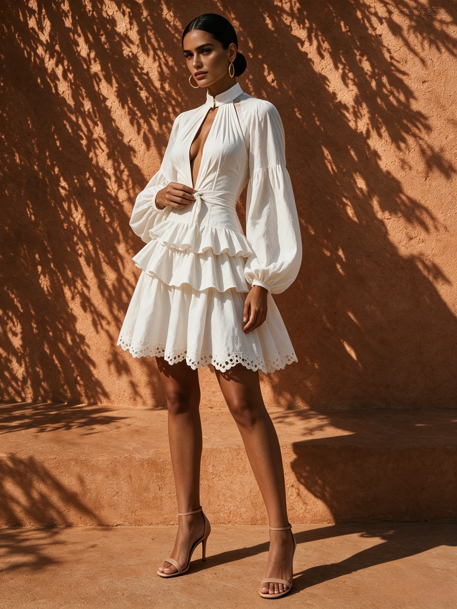 Elysia White Halter Neck V-Neck Short Dress