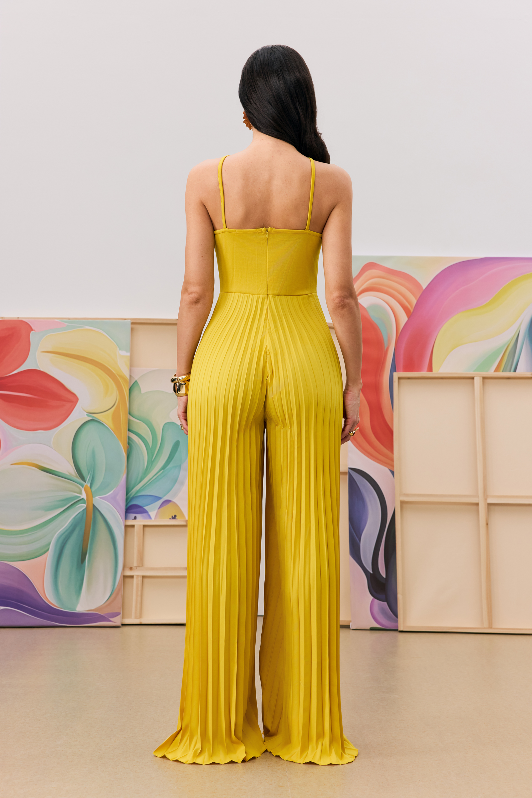Jessica Flower Applique Pleated Jumpsuit-purelyfable