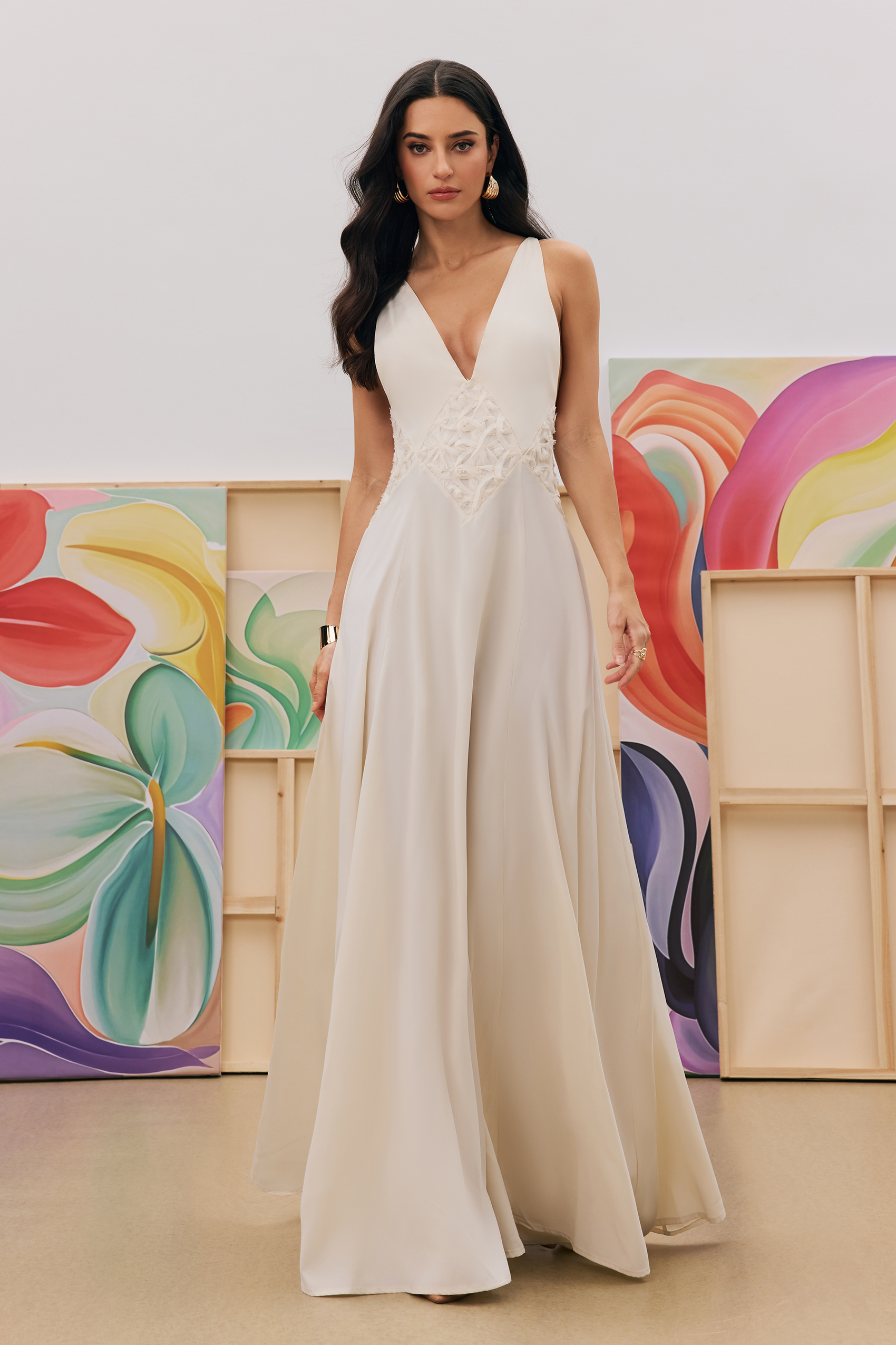 Cecilia Plunge Neck Chiffon Maxi Dress-purelyfable