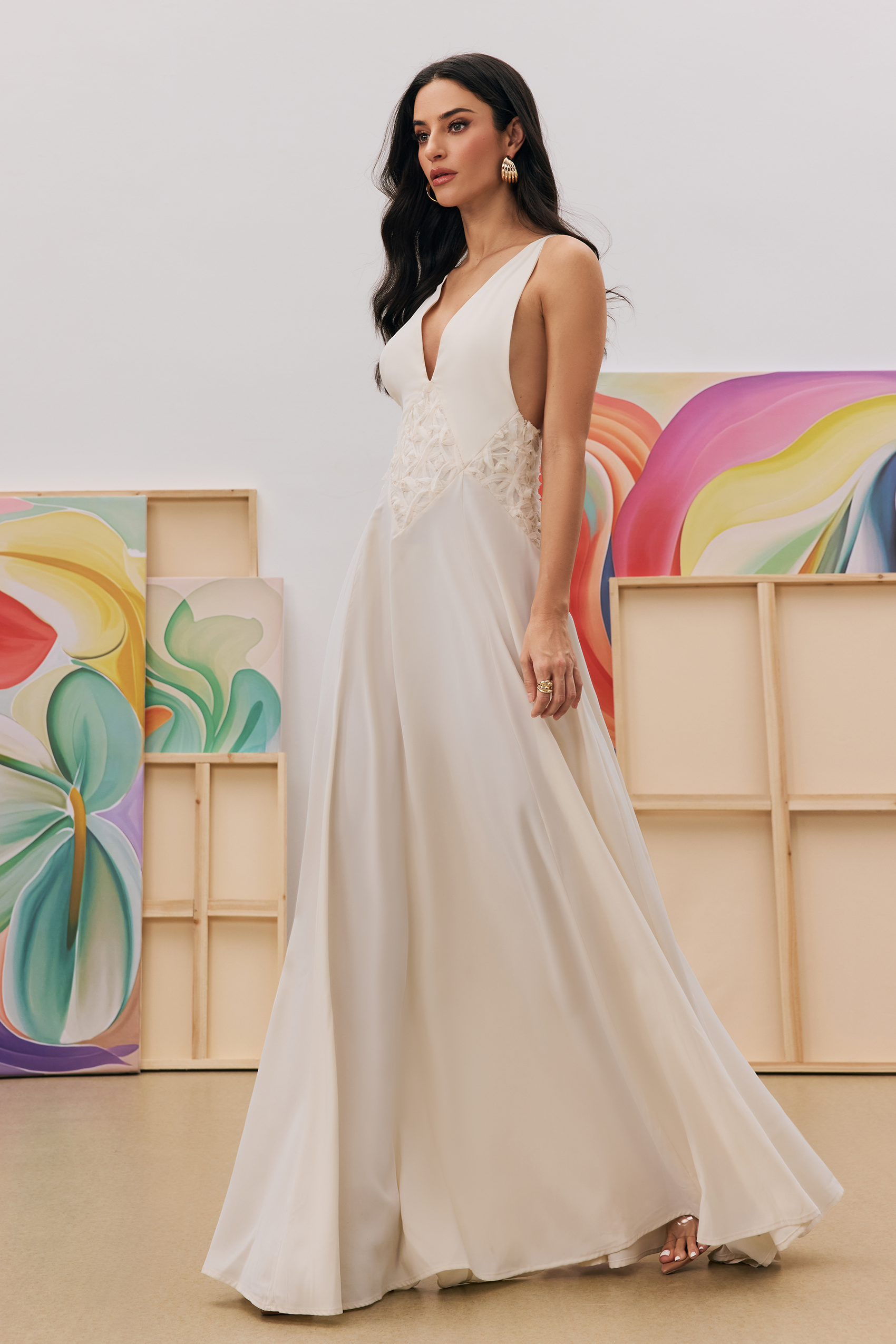 Cecilia Plunge Neck Chiffon Maxi Dress-purelyfable