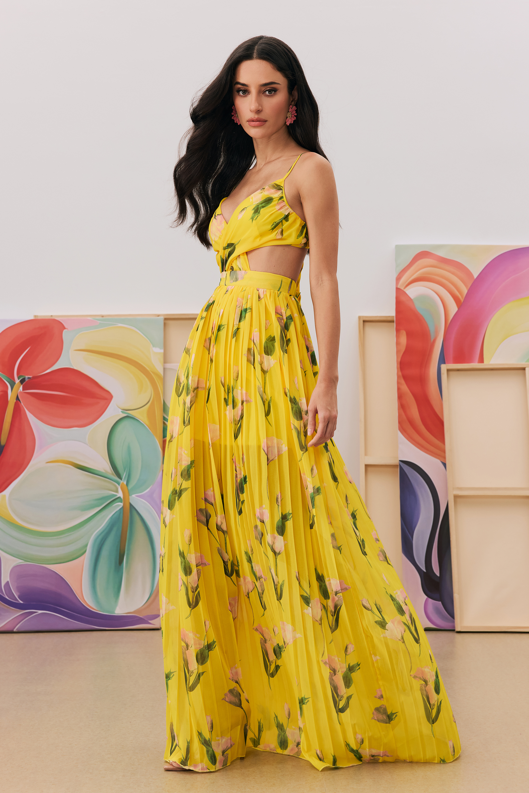 Norma Floral Print Pleated Maxi Dress-purelyfable