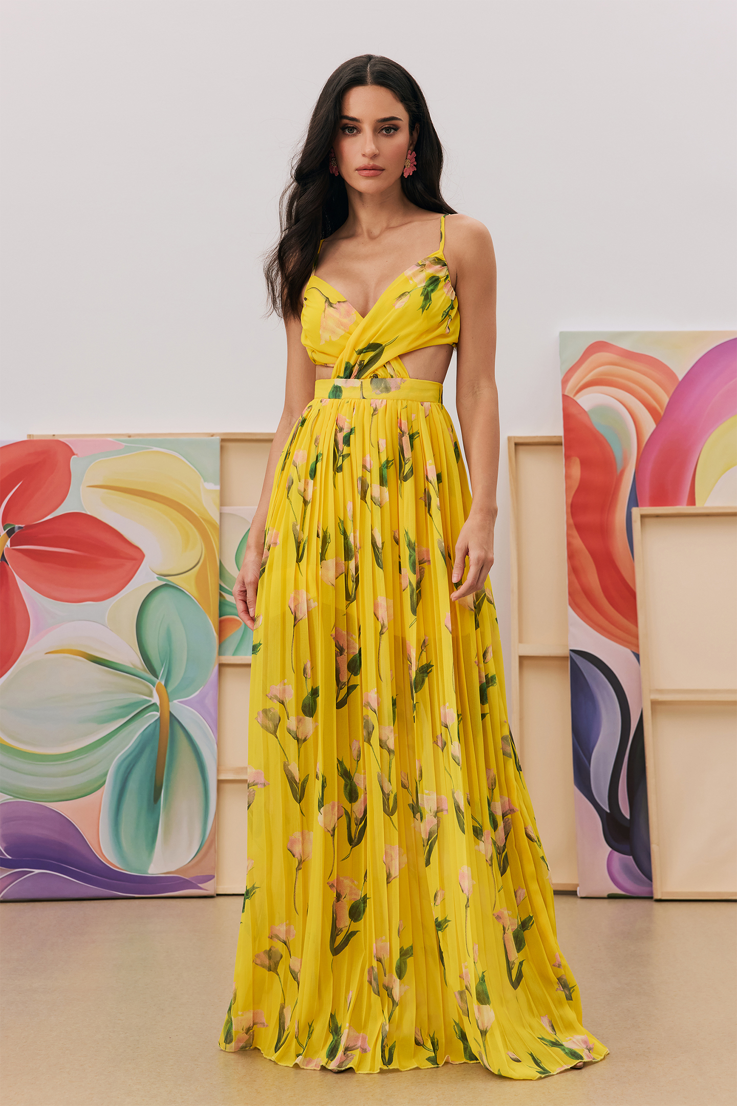 Norma Floral Print Pleated Maxi Dress-purelyfable