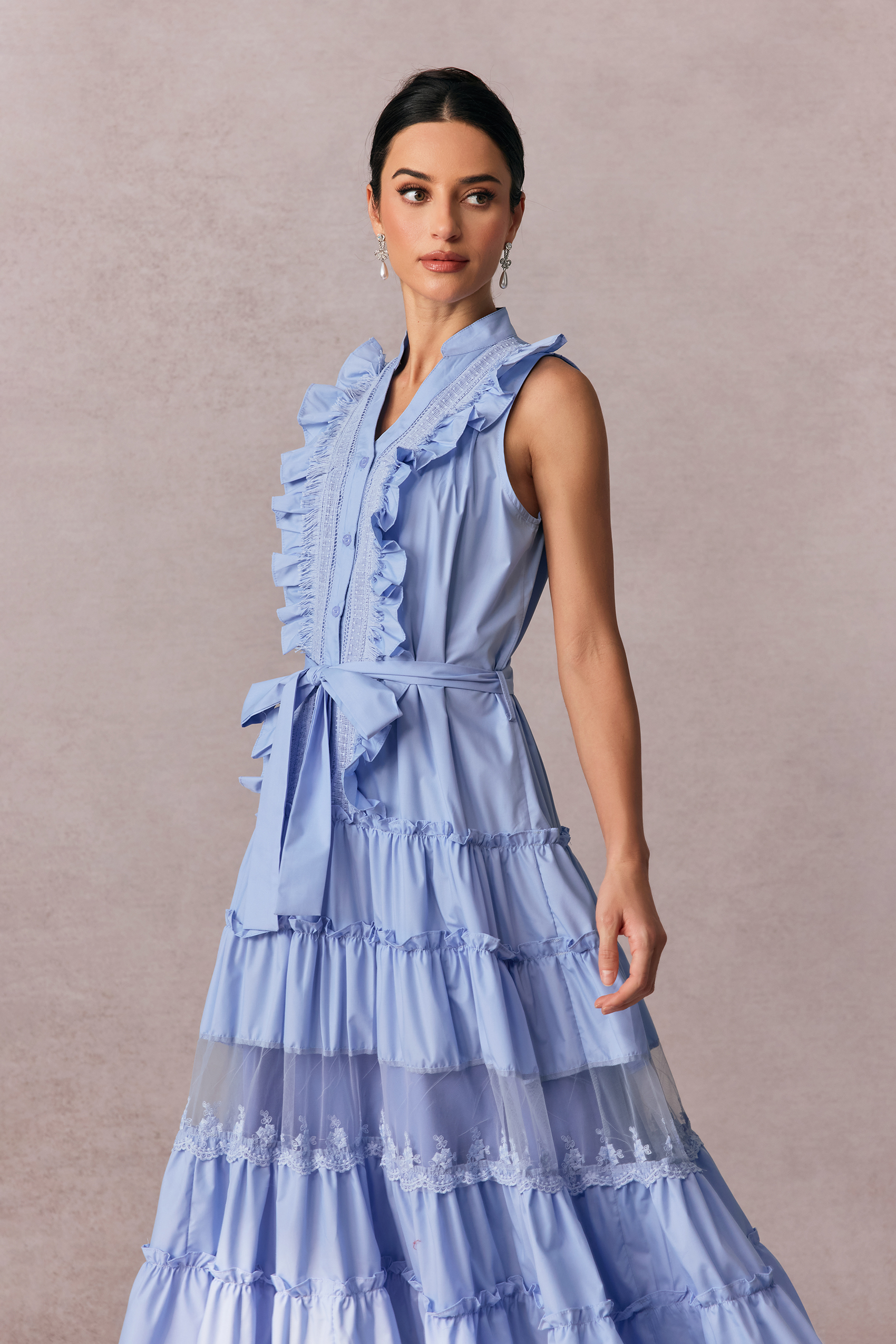 Eileen Sleeveless Ruffle Trim Maxi Dress-purelyfable