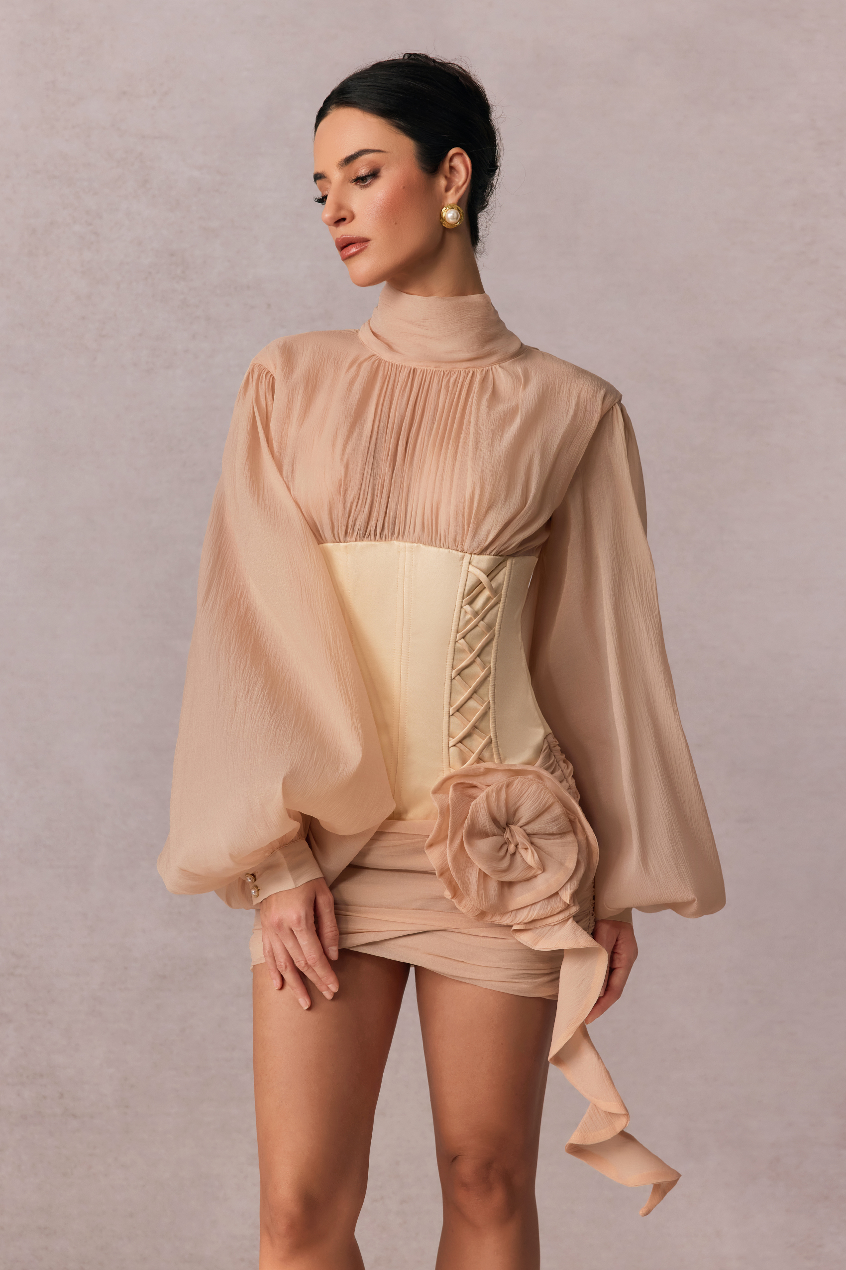 Isabel Floral Applique Corset Mini Dress-purelyfable