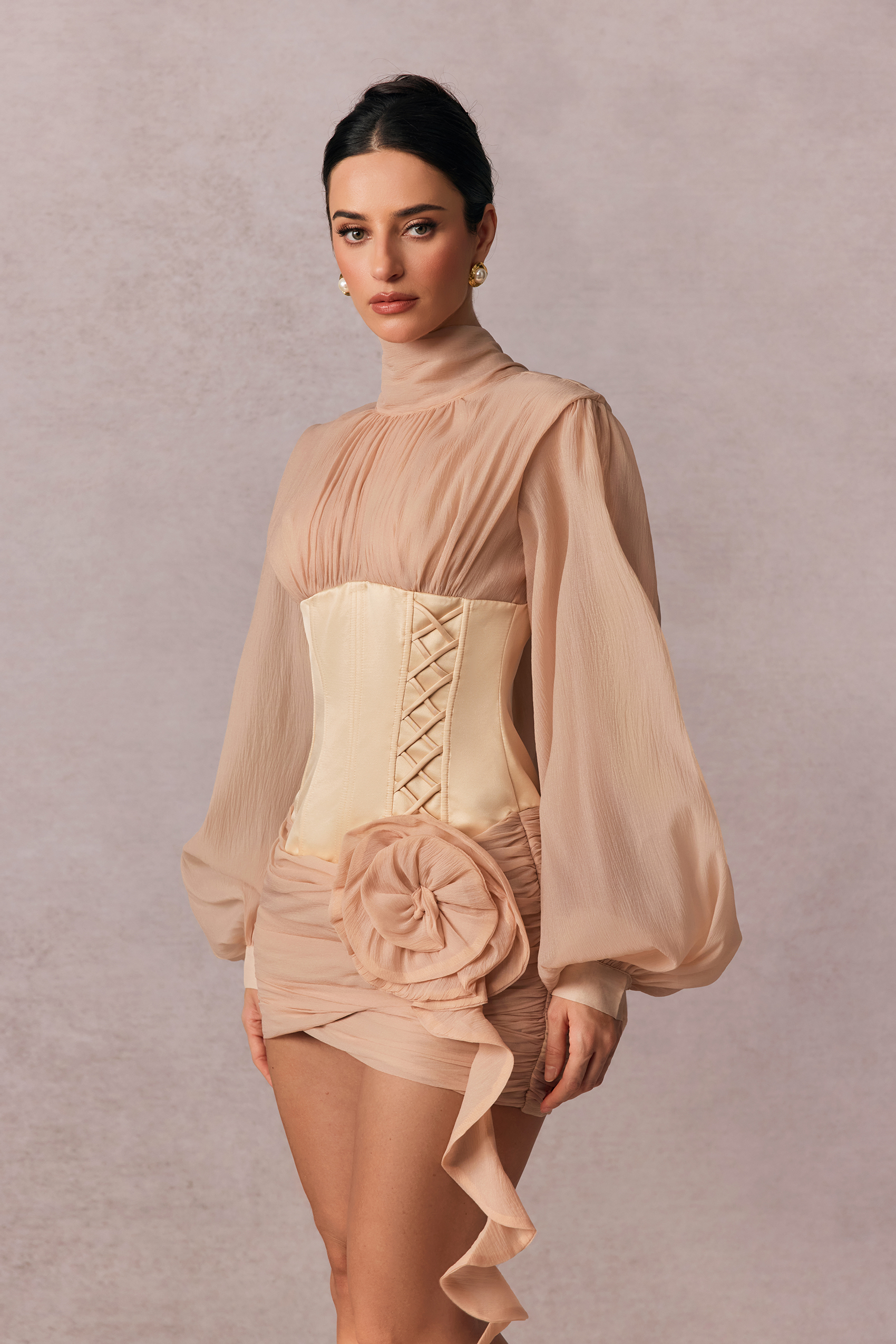 Isabel Floral Applique Corset Mini Dress-purelyfable