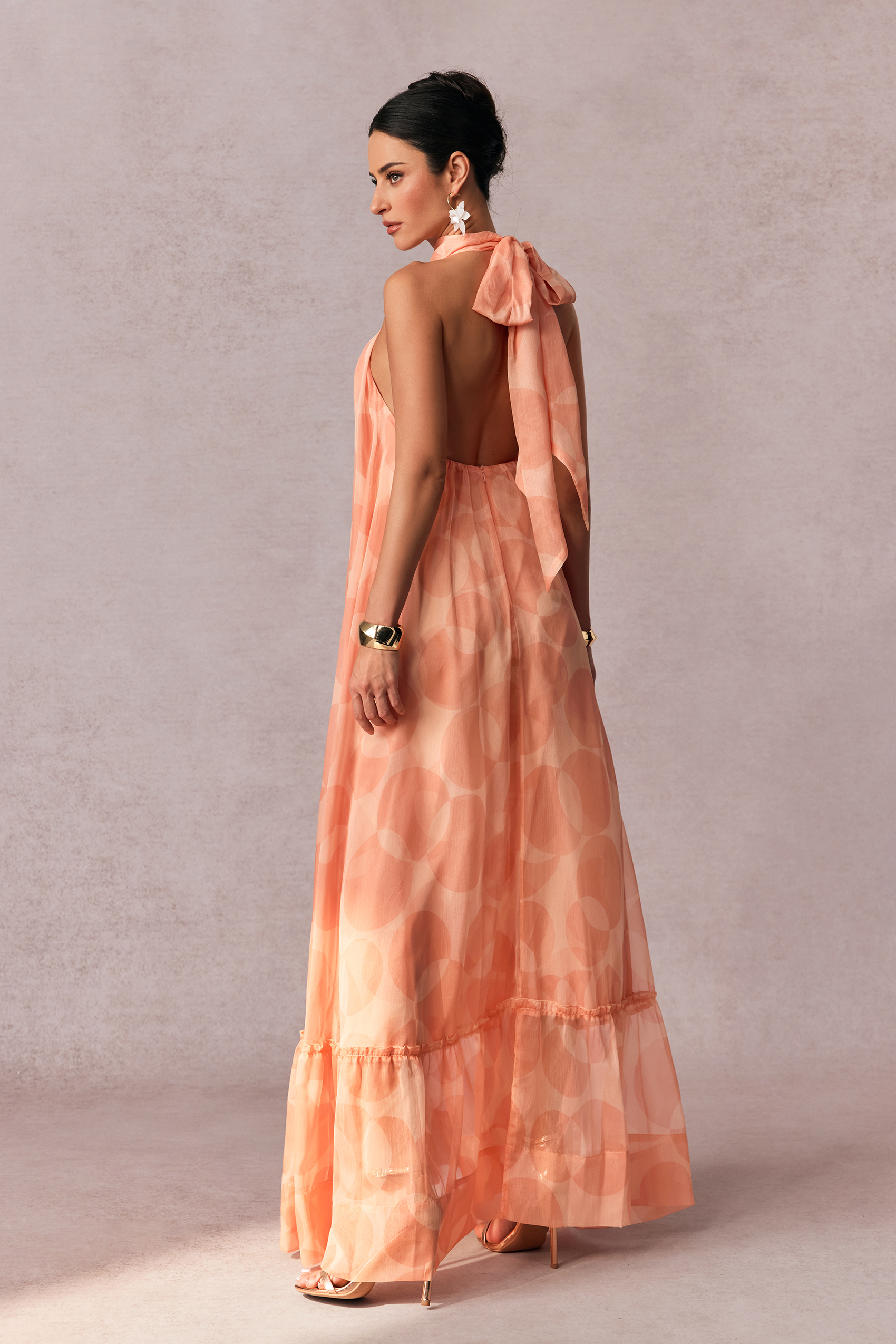Stephanie Printed Halter Neck Maxi Dress-purelyfable