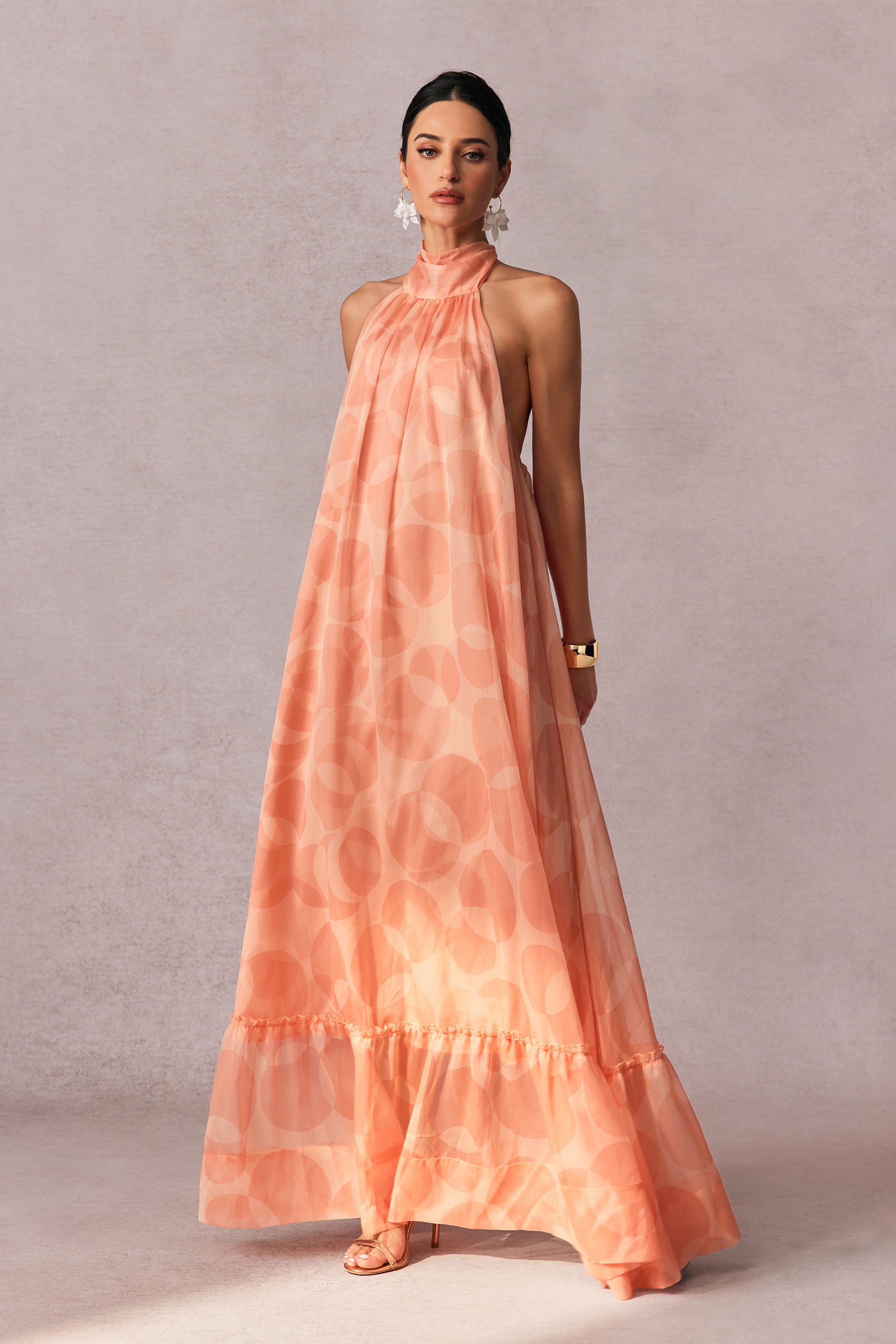Stephanie Printed Halter Neck Maxi Dress-purelyfable