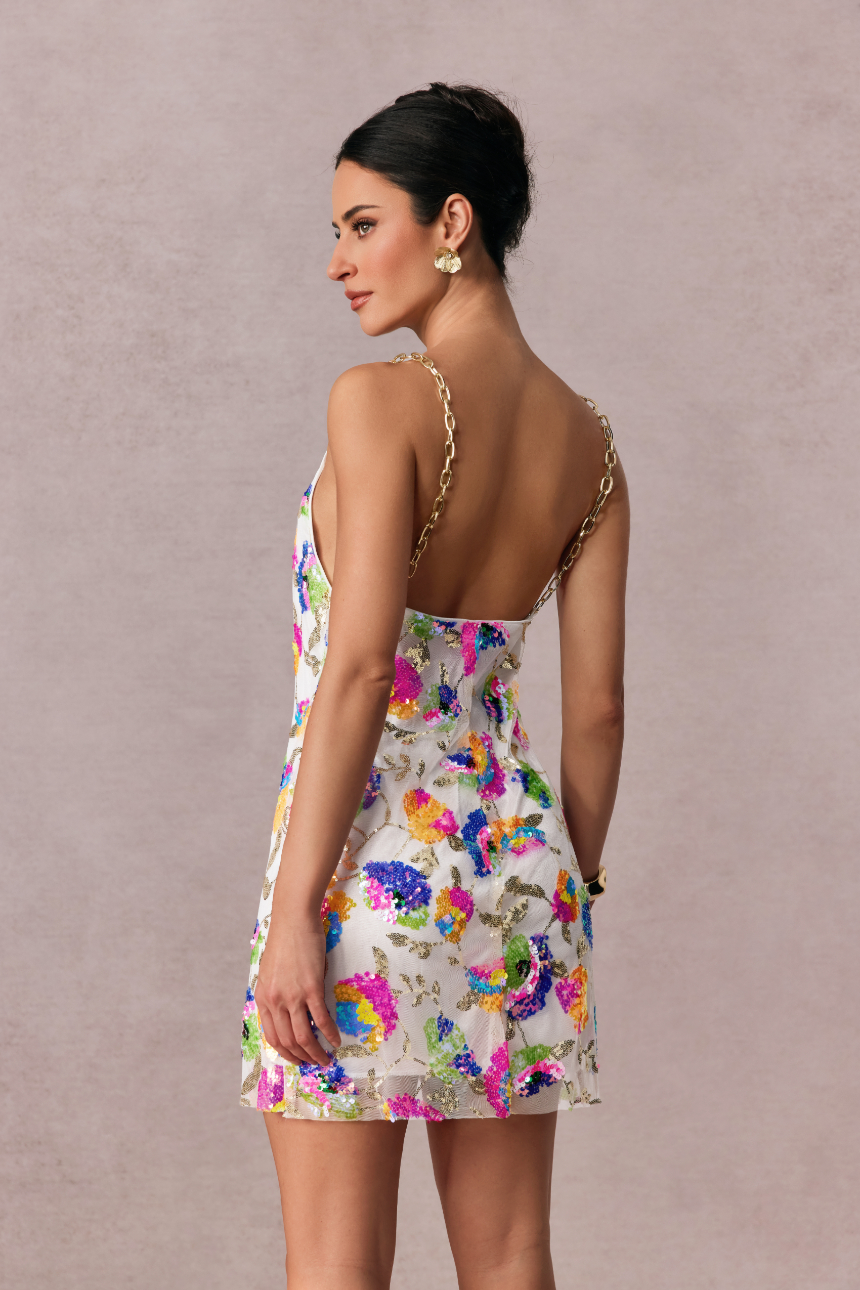 Fanny Embroidered Sequins Backless Mini Dress-purelyfable