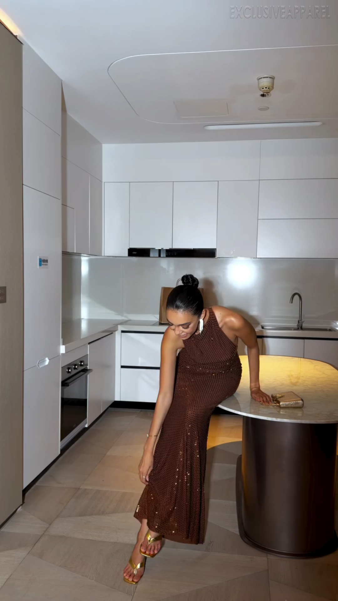 Josephine Brown Flowing Draped Backless Dress