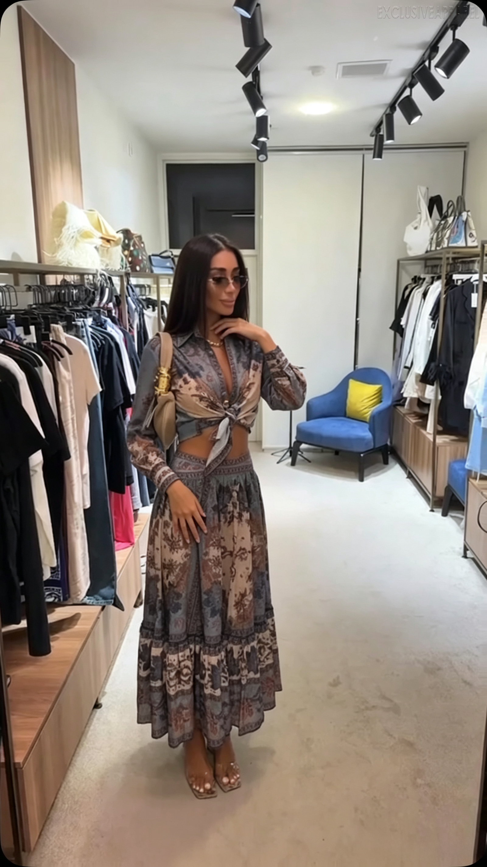 Zuri Multi-color Printed Layered Long Dress Set