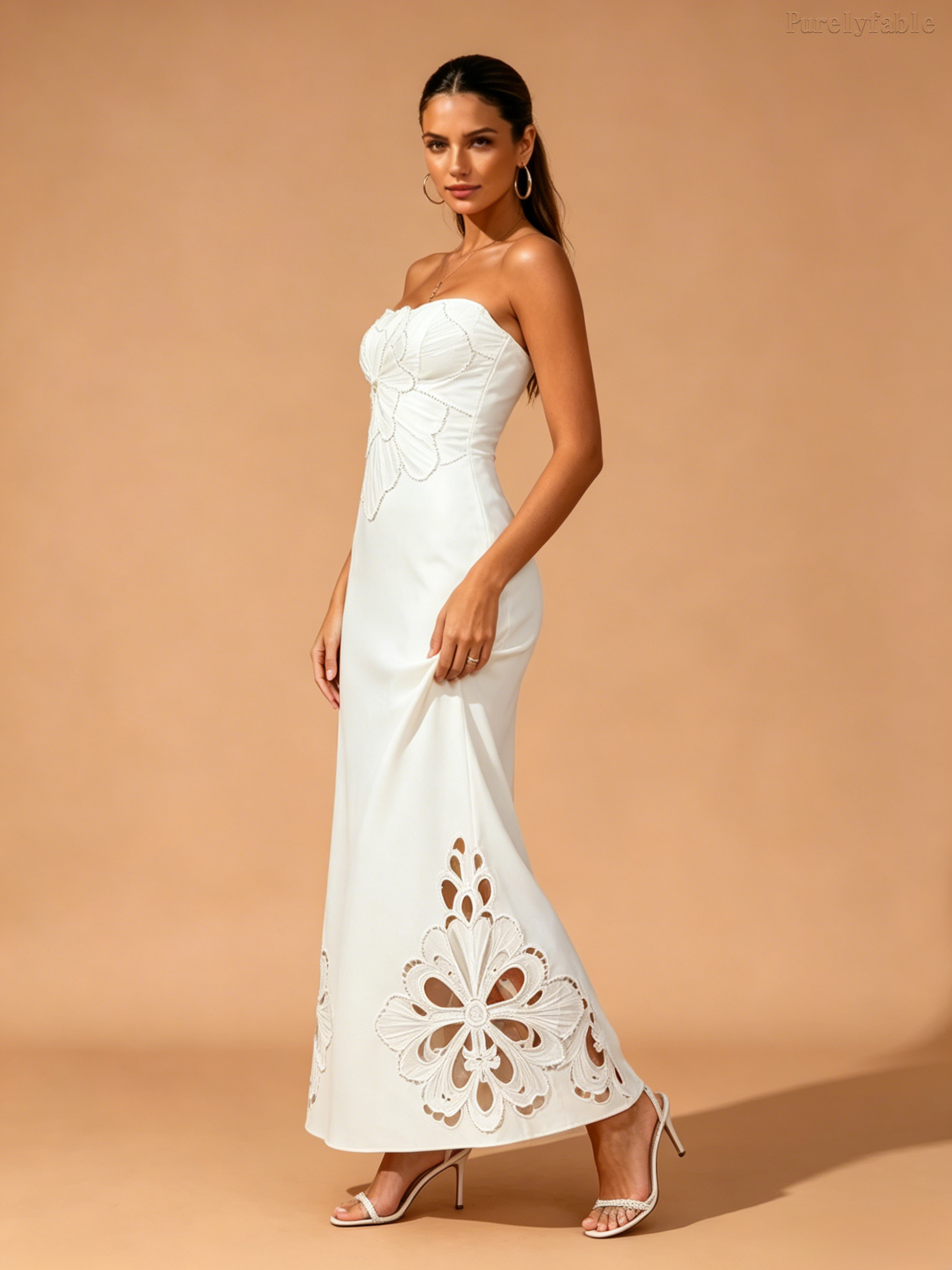 Elora White Strapless Maxi Dress