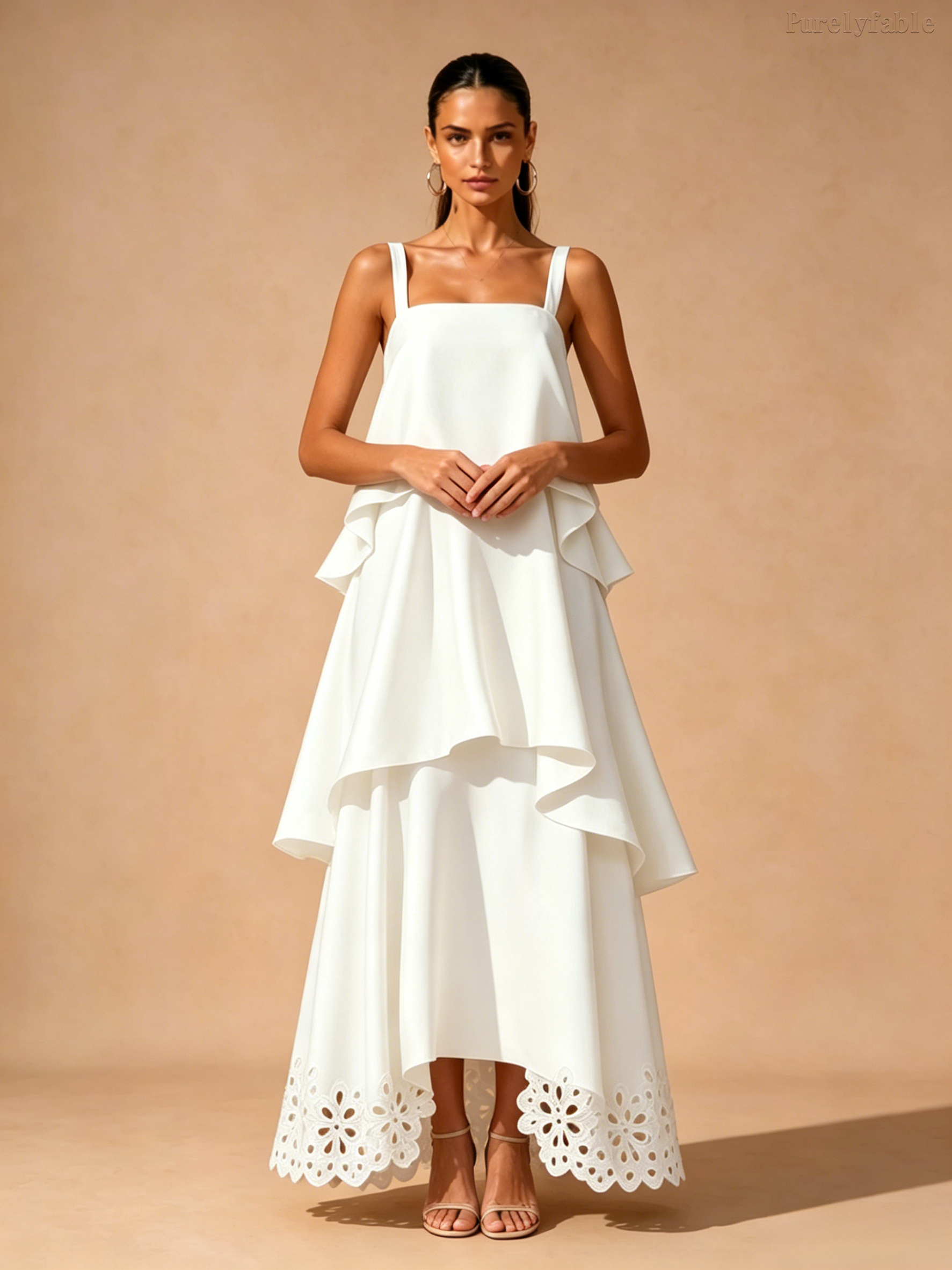 Elora White Tiered Maxi Dress