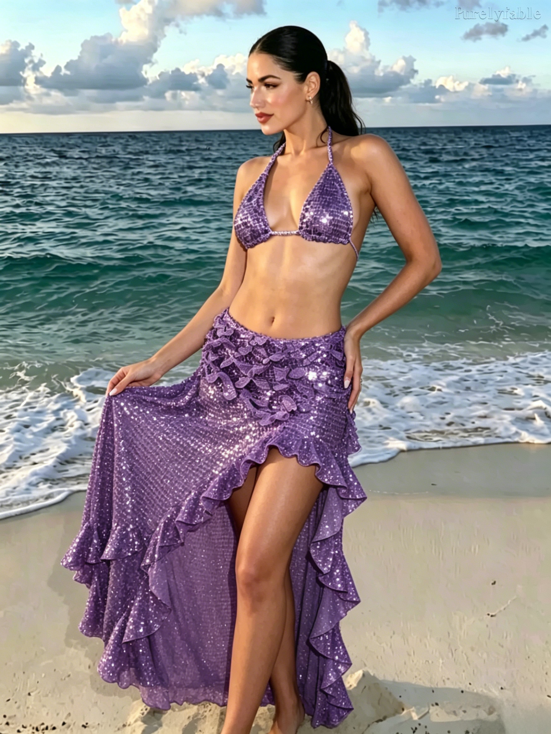 Halle's Purple Neckwrap Dress - Vacation Set