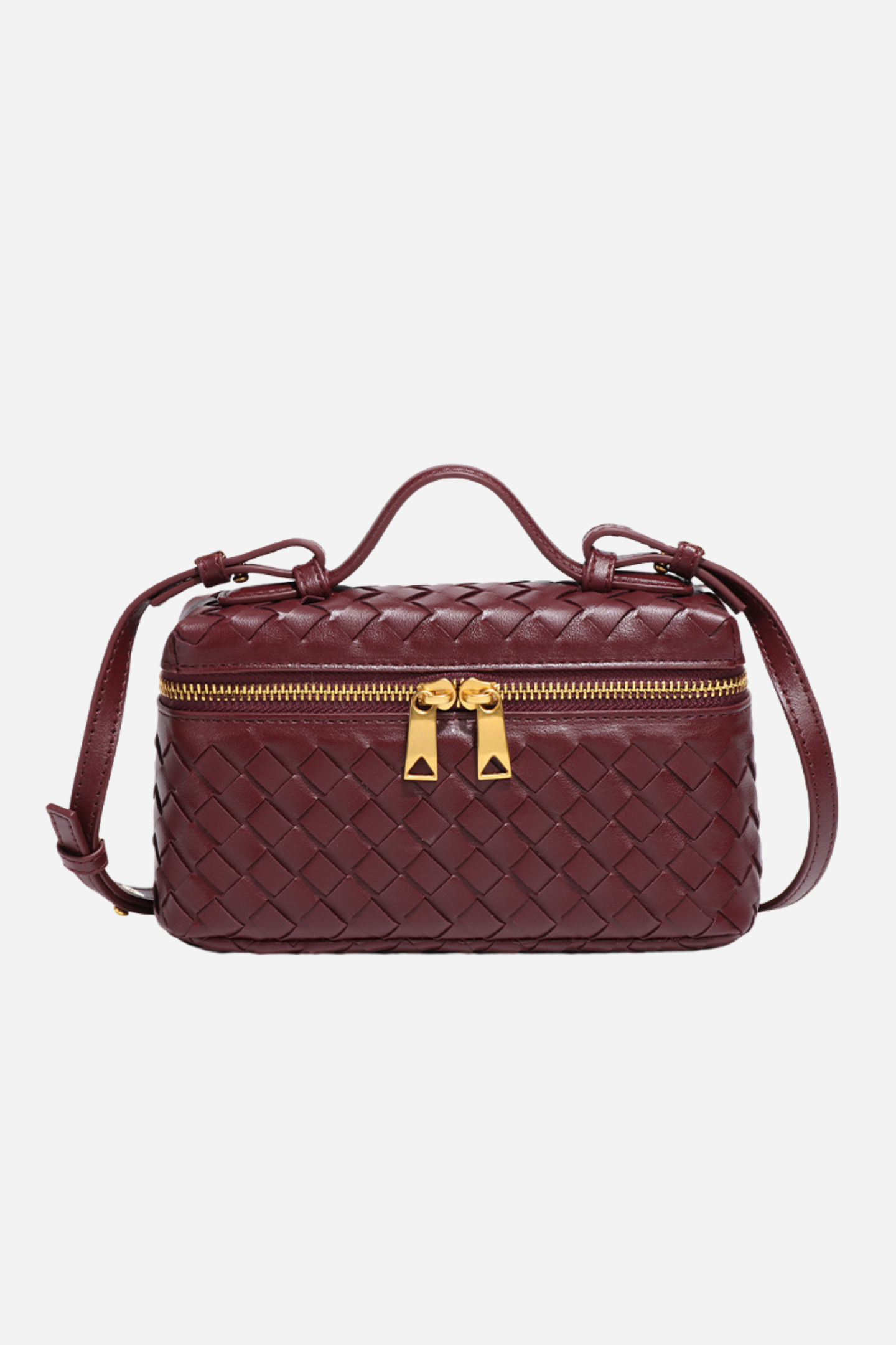 Weaved Leather Crossbody Bag-purelyfable