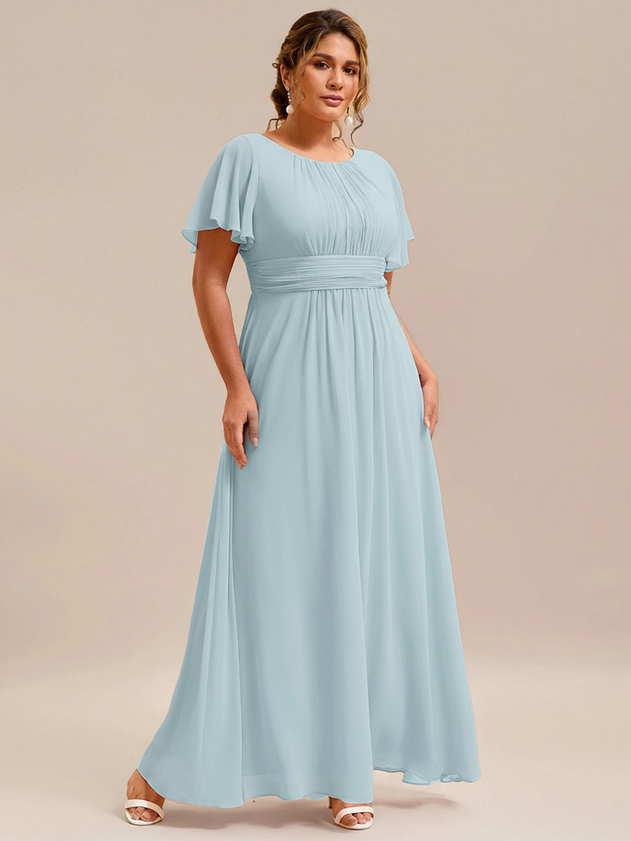 Plus Size Printed Chiffon Pleated Maxi Wedding Guest Dress