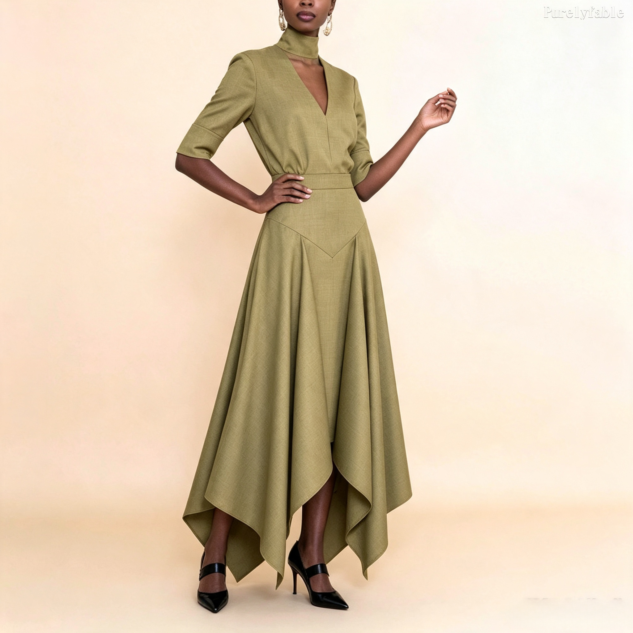 Iris Red Top And Irregular-Length Skirt Two-Piece Set