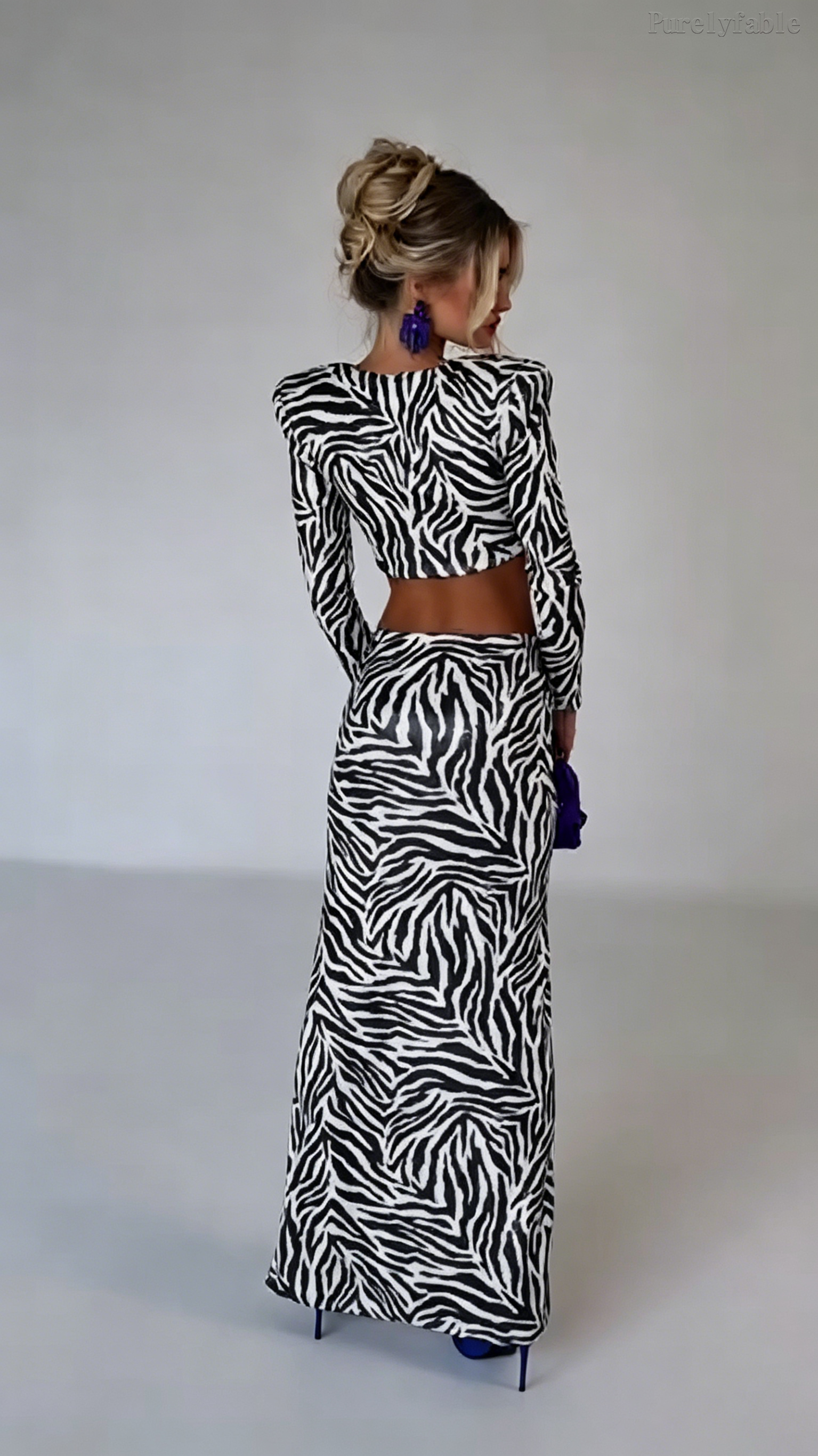 Adelaide Black And White Zebra Print Skirt Two-Piece Set
