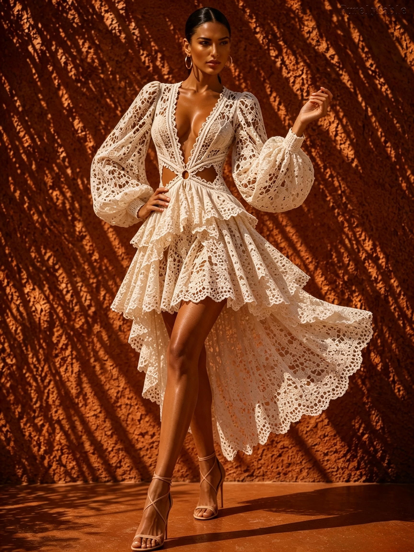 Estelle White Lace High and Low Cut Long Dress