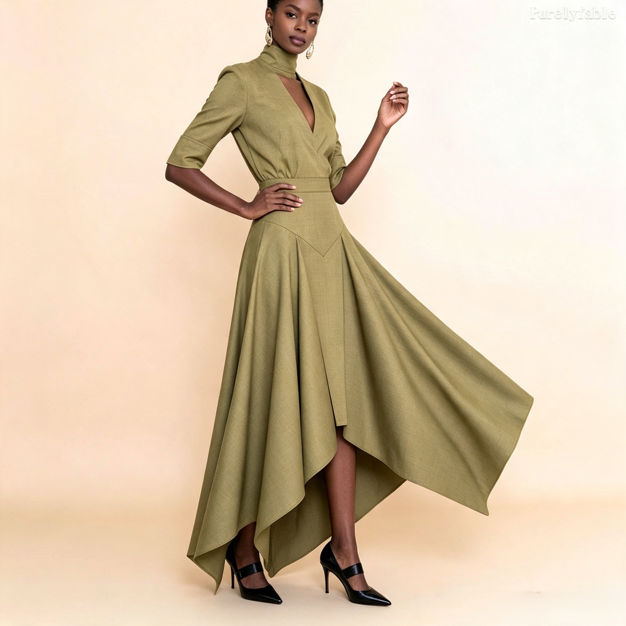 Iris Red Top And Irregular-Length Skirt Two-Piece Set