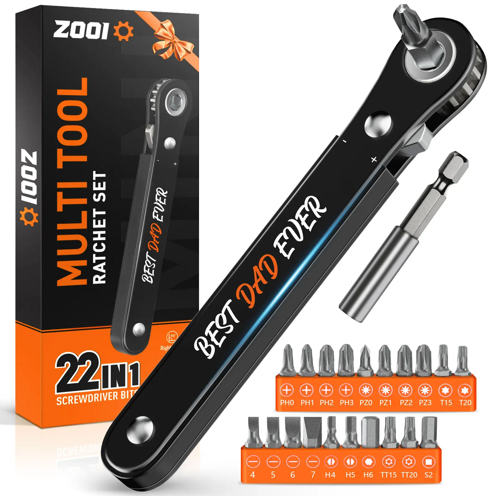 Gifts for Men 22 in 1 Multifunction Screwdriver, 90 Degree Right Ratchet Screwdriver Set, Ratcheting Pocket Screwdriver Gifts for Men, Household Repair Tool Kit for Furniture, Father's Day& Birthday Gifts for Men Dad