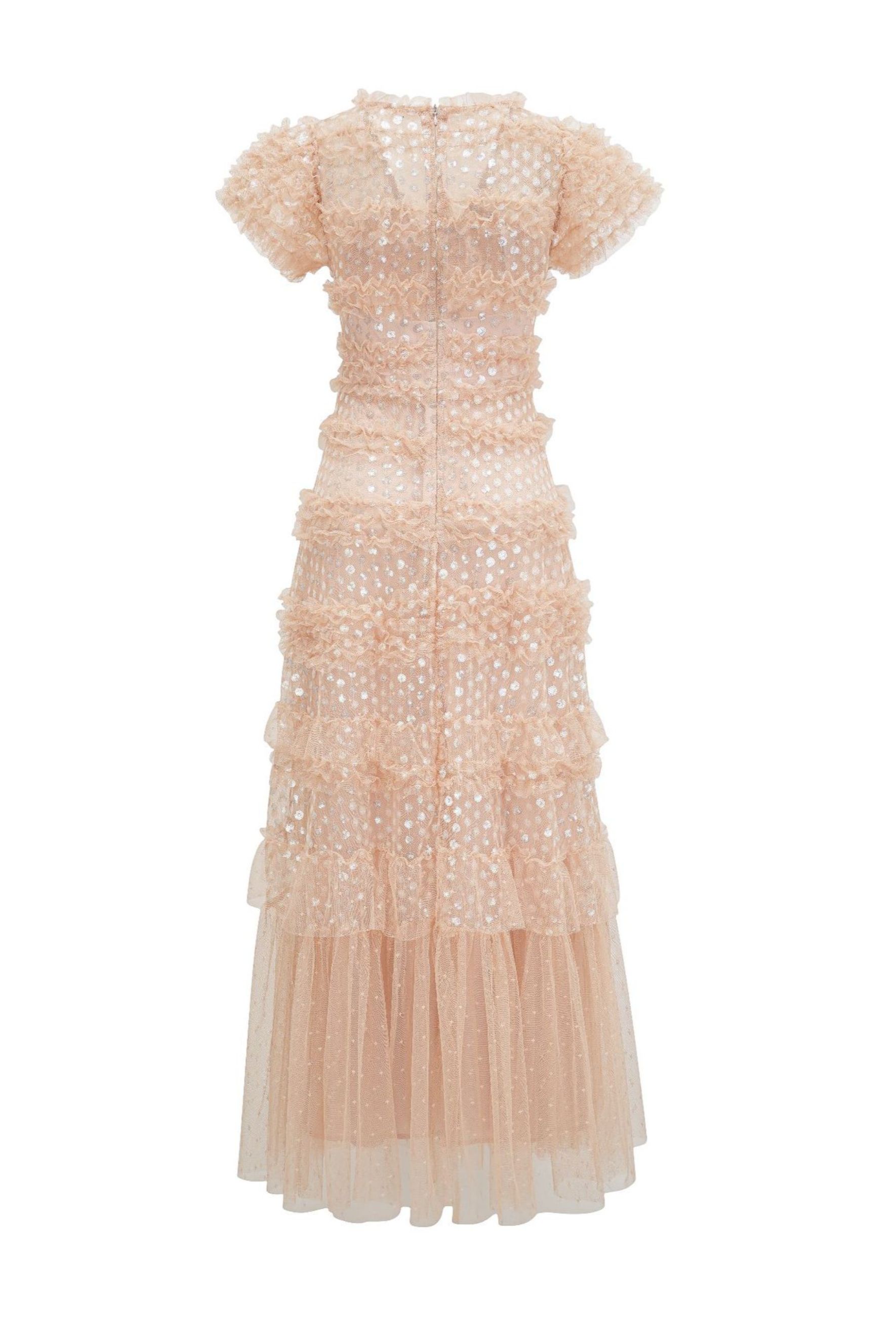 Dreamy Sweetness Nude Short Sleeve Tiered Maxi Dress-purelyfable